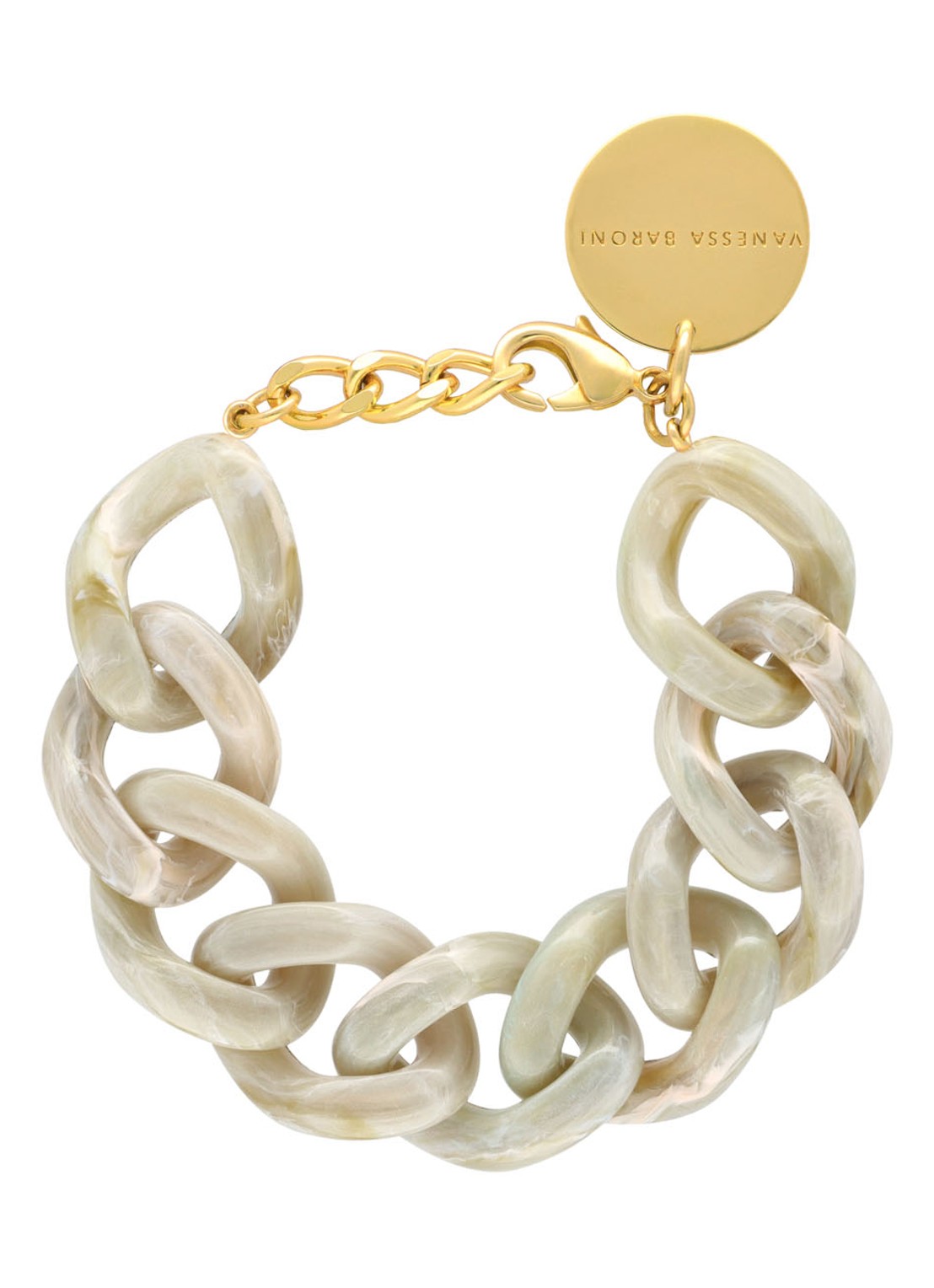 Vanessa Baroni Flat Chain armband - voorkant snow green marble