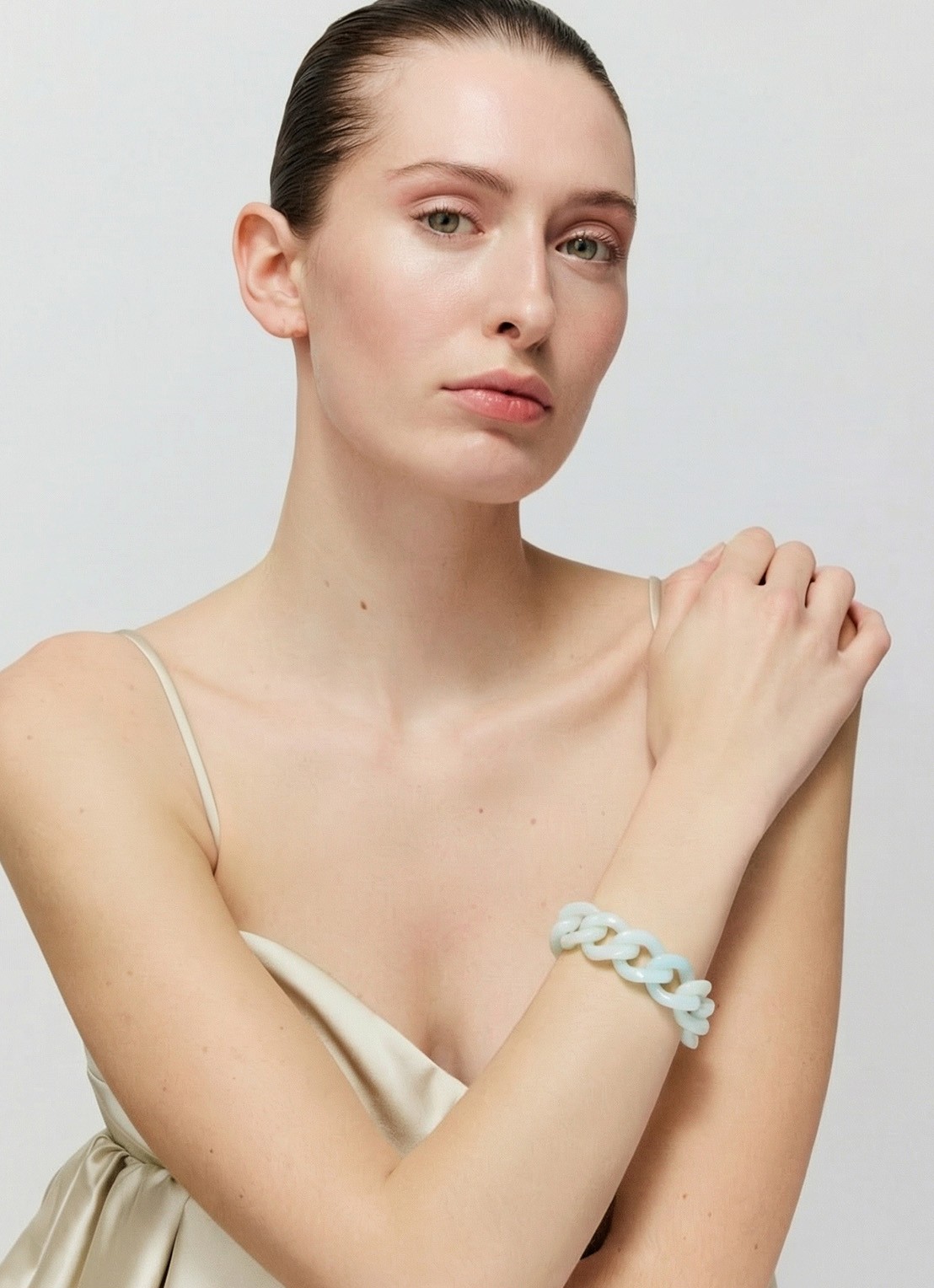 Vanessa Baroni Flat Chain armband - voorkant 2 cloud marble