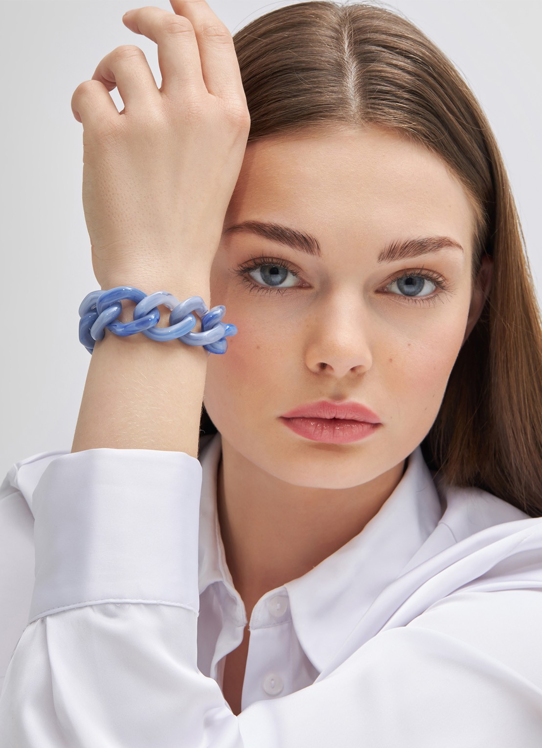 Vanessa Baroni Flat Chain armband - voorkant 2 ocean blue