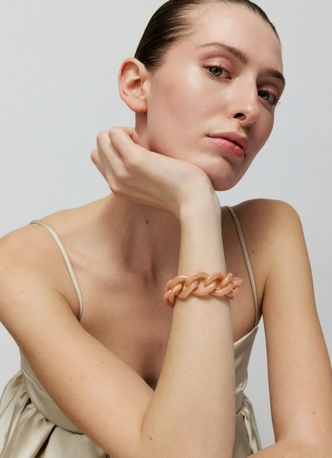 Vanessa Baroni Flat Chain armband - voorkant 2 blush marble