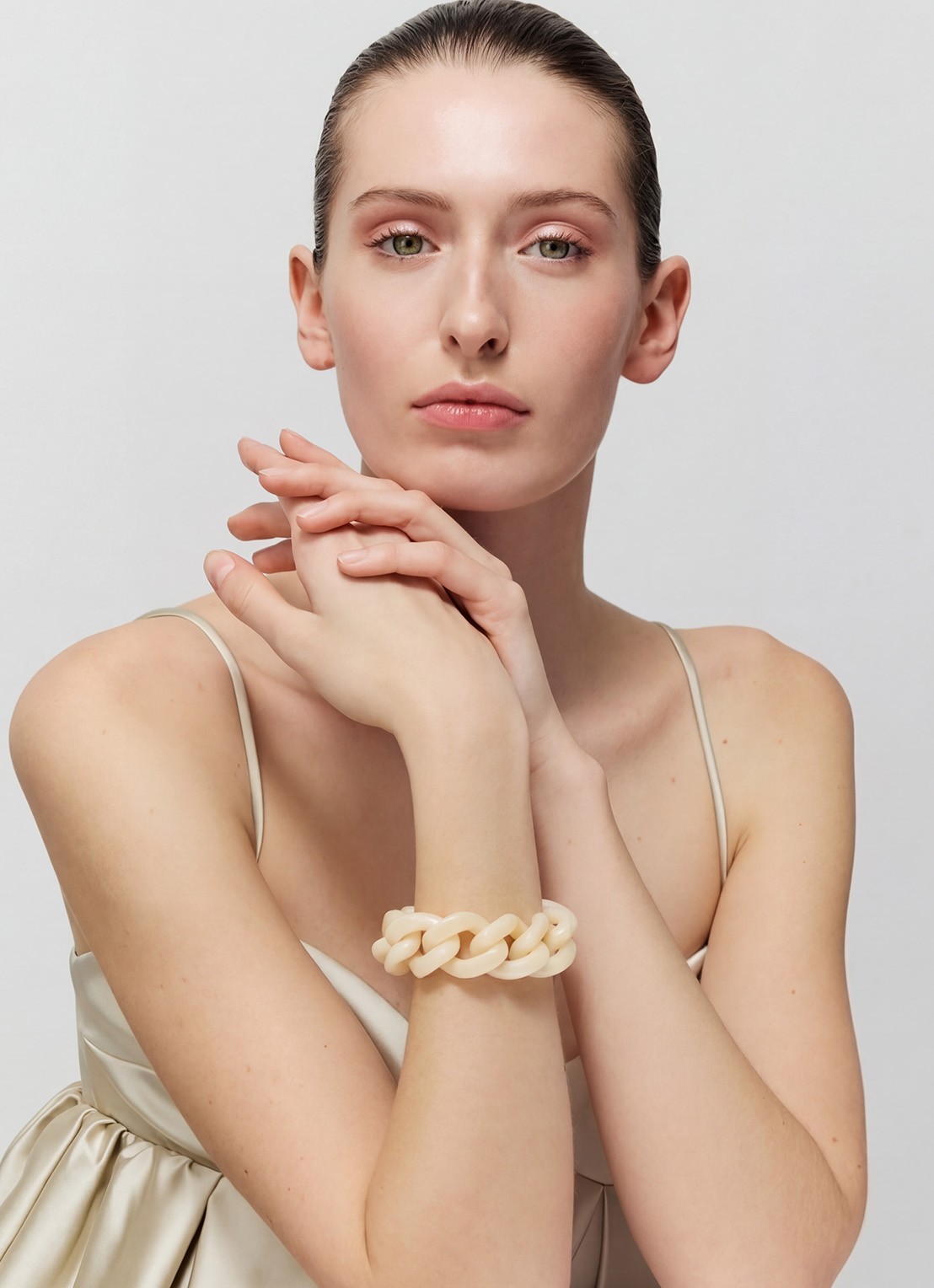 Vanessa Baroni Great schakelarmband  - voorkant 3 latte marble
