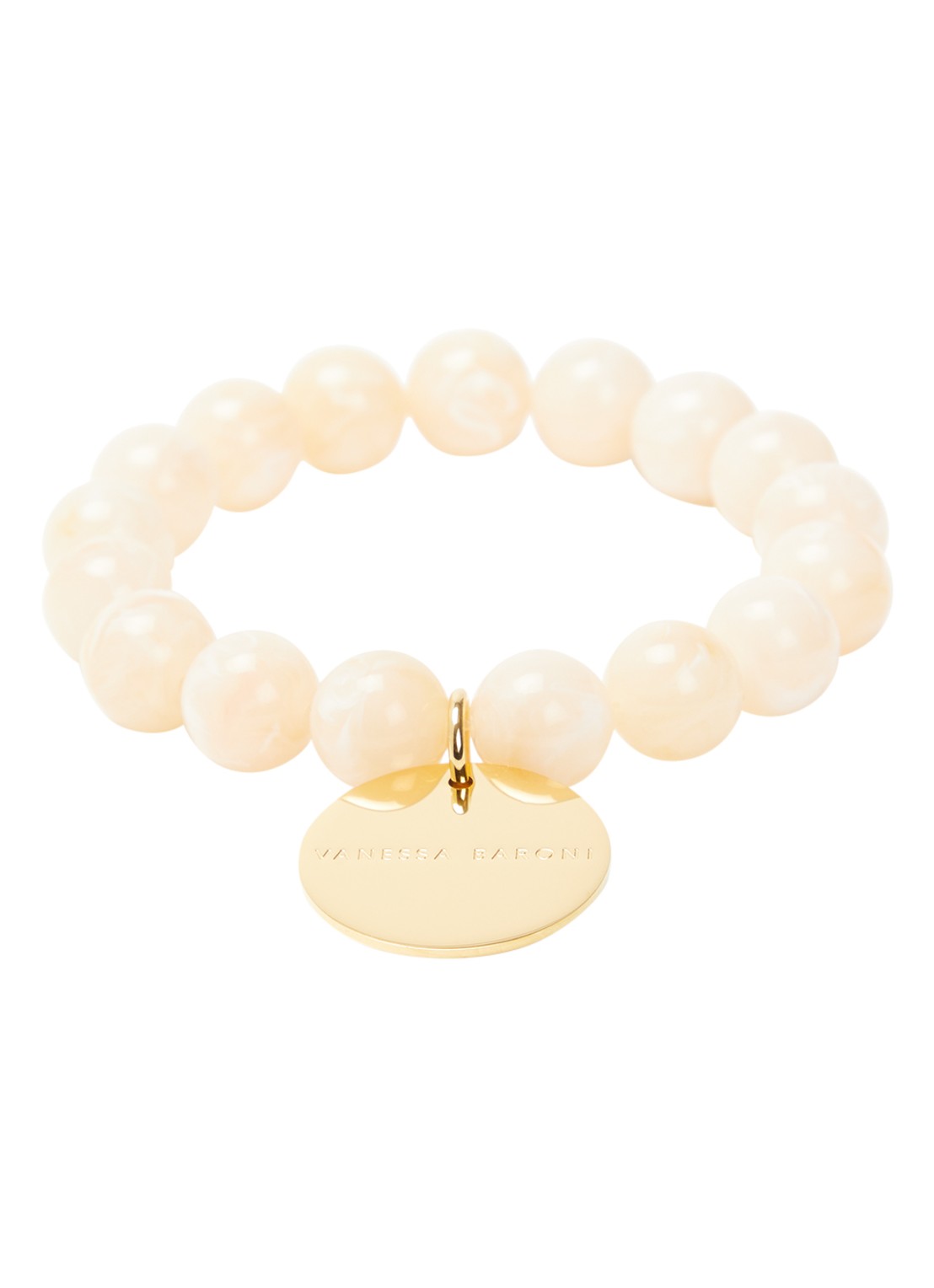 Vanessa Baroni Mini Beads armband - voorkant beige