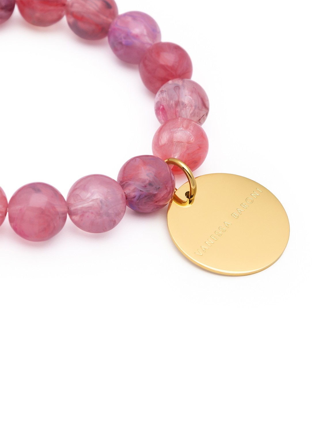 Vanessa Baroni Mini Beads armband - detail 4 crystal pink marble