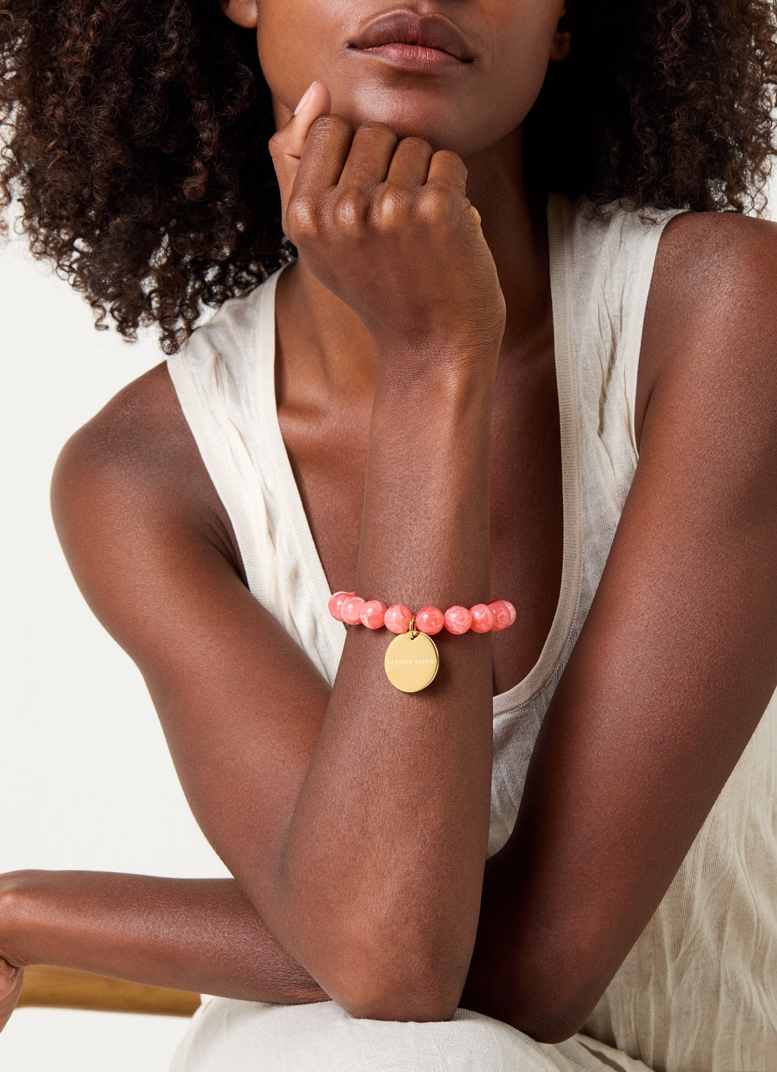Vanessa Baroni Mini Beads armband - voorkant 3 watermelon marble