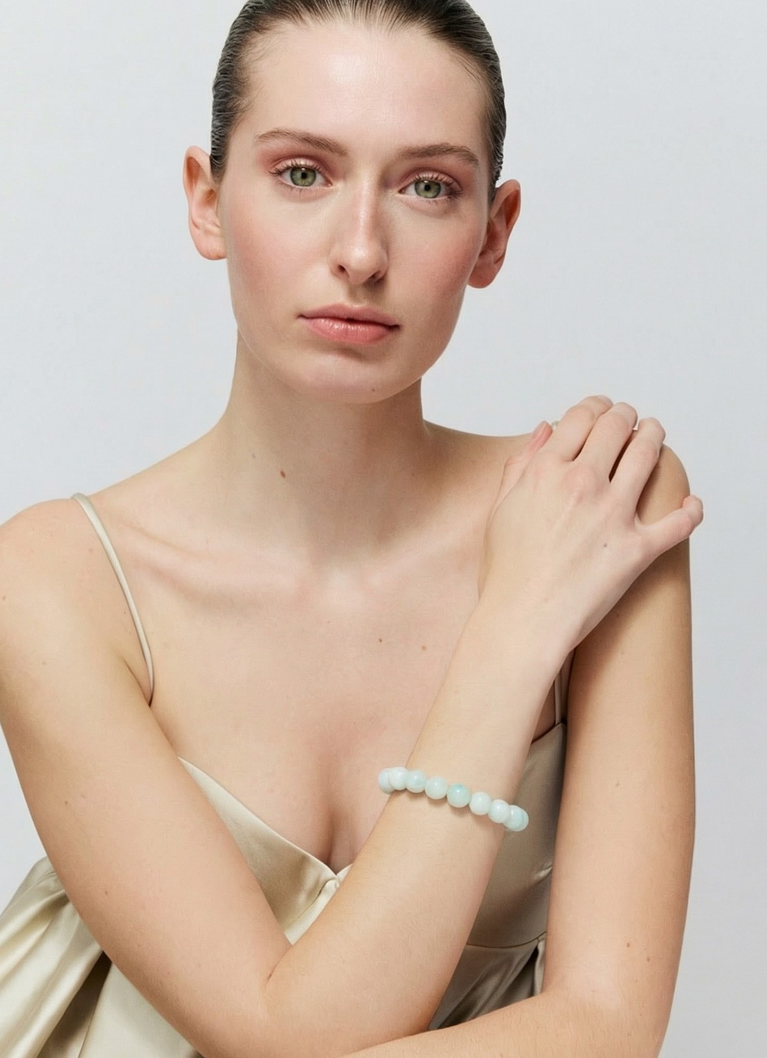 Vanessa Baroni Mini Beads armband - voorkant 2 cloud marble