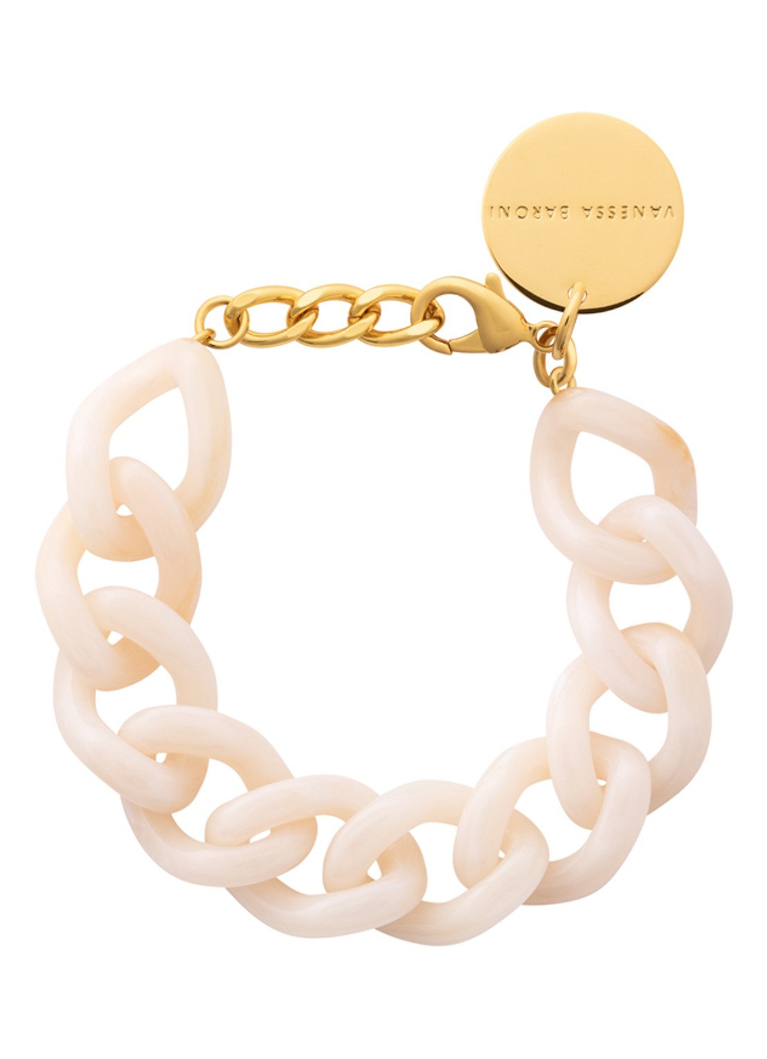 Vanessa Baroni Mini Flat Chain armband - voorkant latte marble