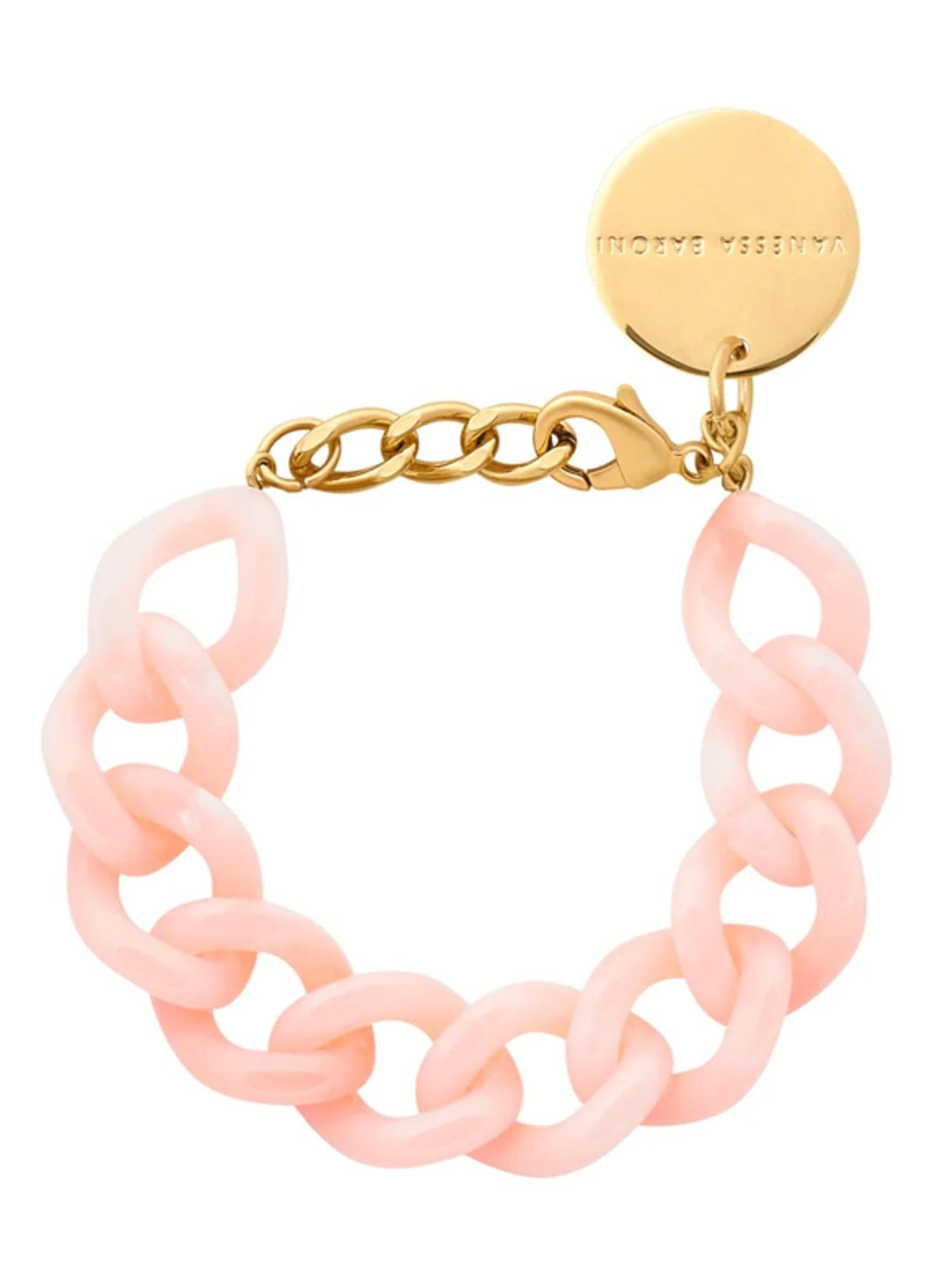 Vanessa Baroni Mini Flat Chain armband - voorkant peach sorbet