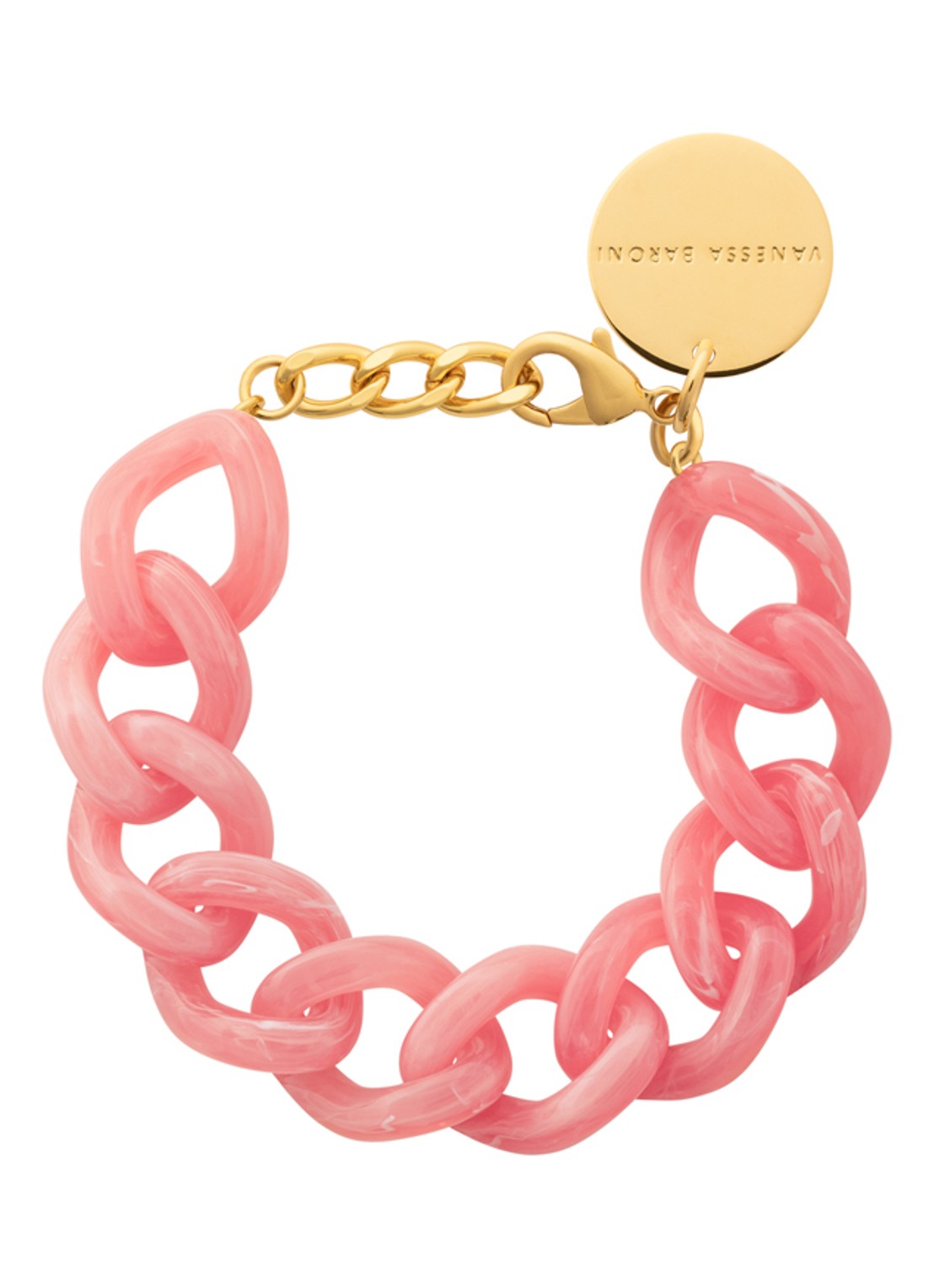 Vanessa Baroni Mini Flat Chain armband - voorkant watermelon marble