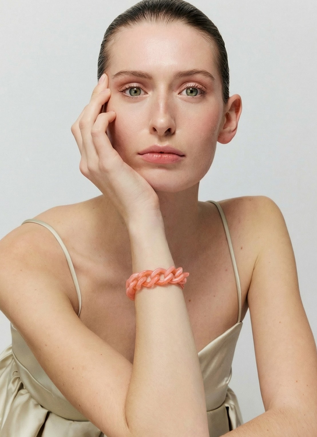 Vanessa Baroni Mini Flat Chain armband - voorkant 2 watermelon marble