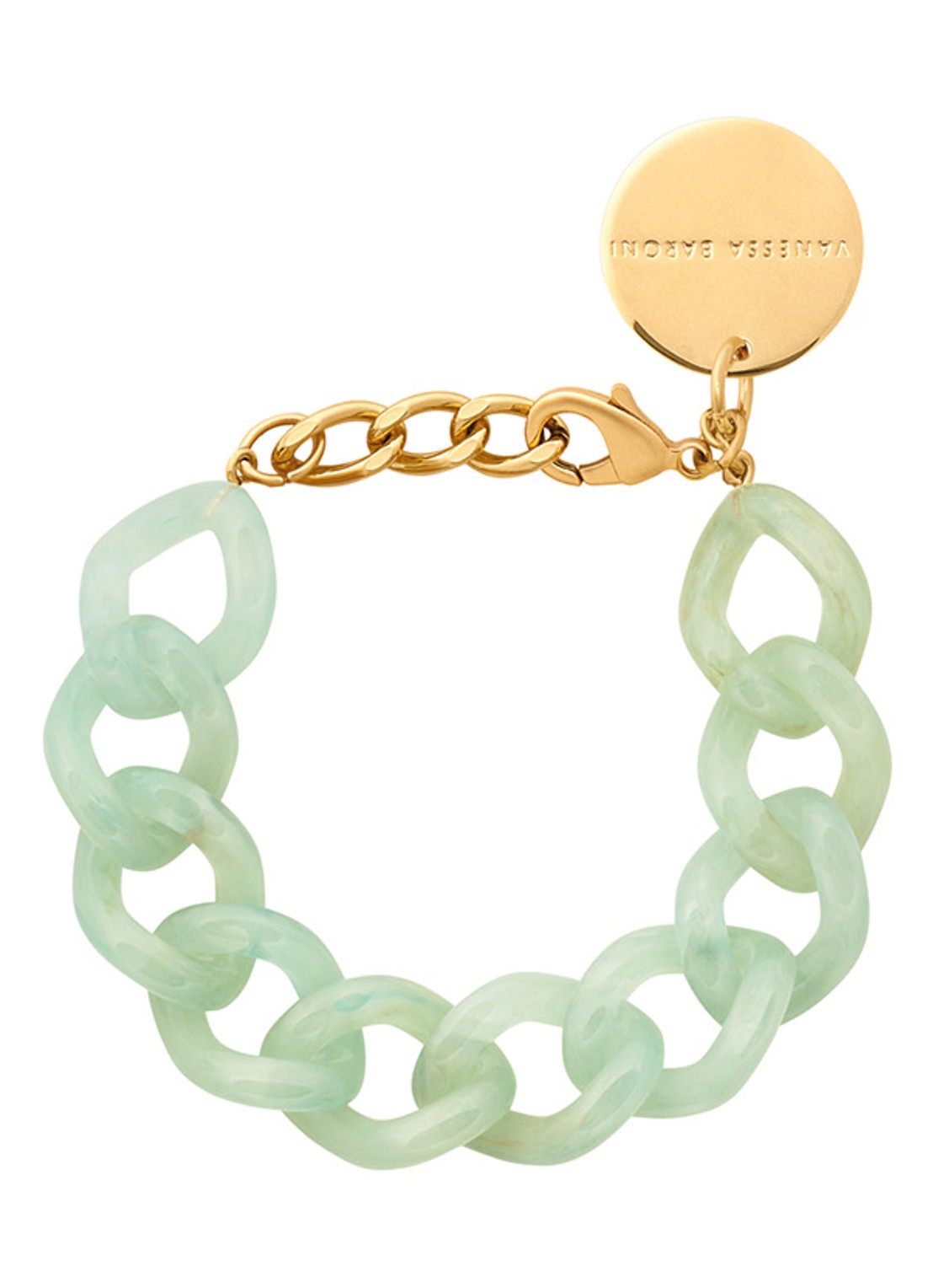 Vanessa Baroni Mini Flat Chain armband - voorkant 2 jade