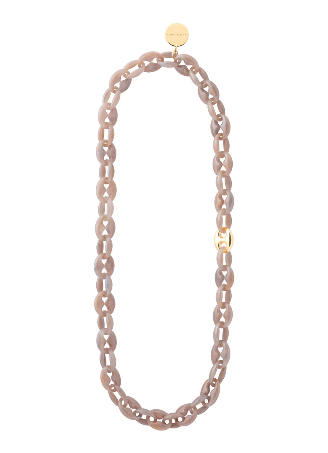 Vanessa Baroni Small Turtle ketting - voorkant biancone marble