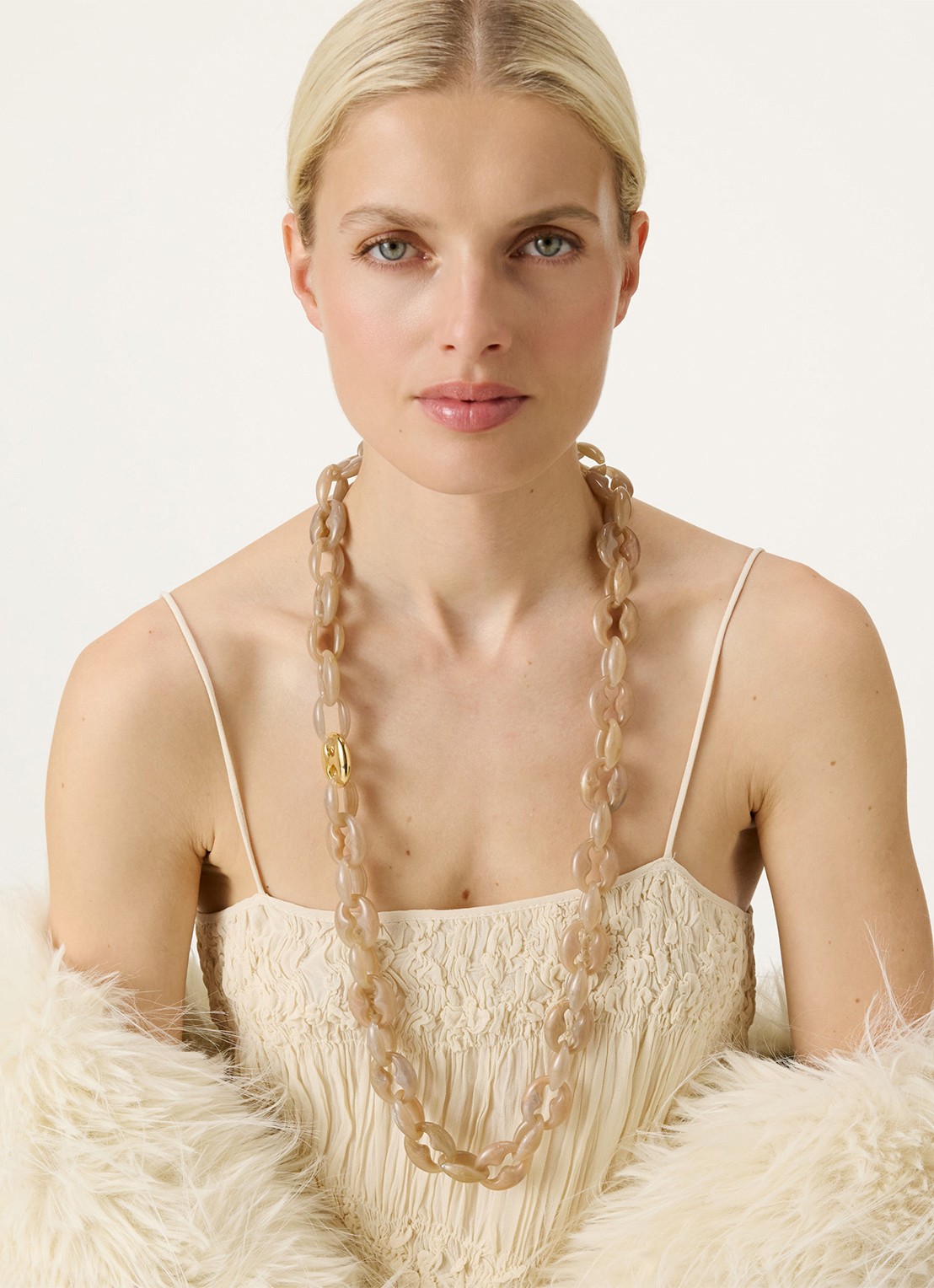 Vanessa Baroni Small Turtle ketting - voorkant 2 biancone marble