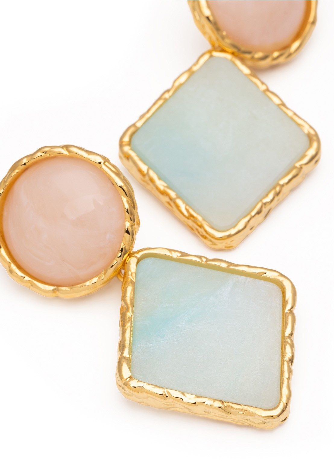 Vanessa Baroni Vintage Geometric oorstekers met hanger - detail 4 latte marble - cloud marble