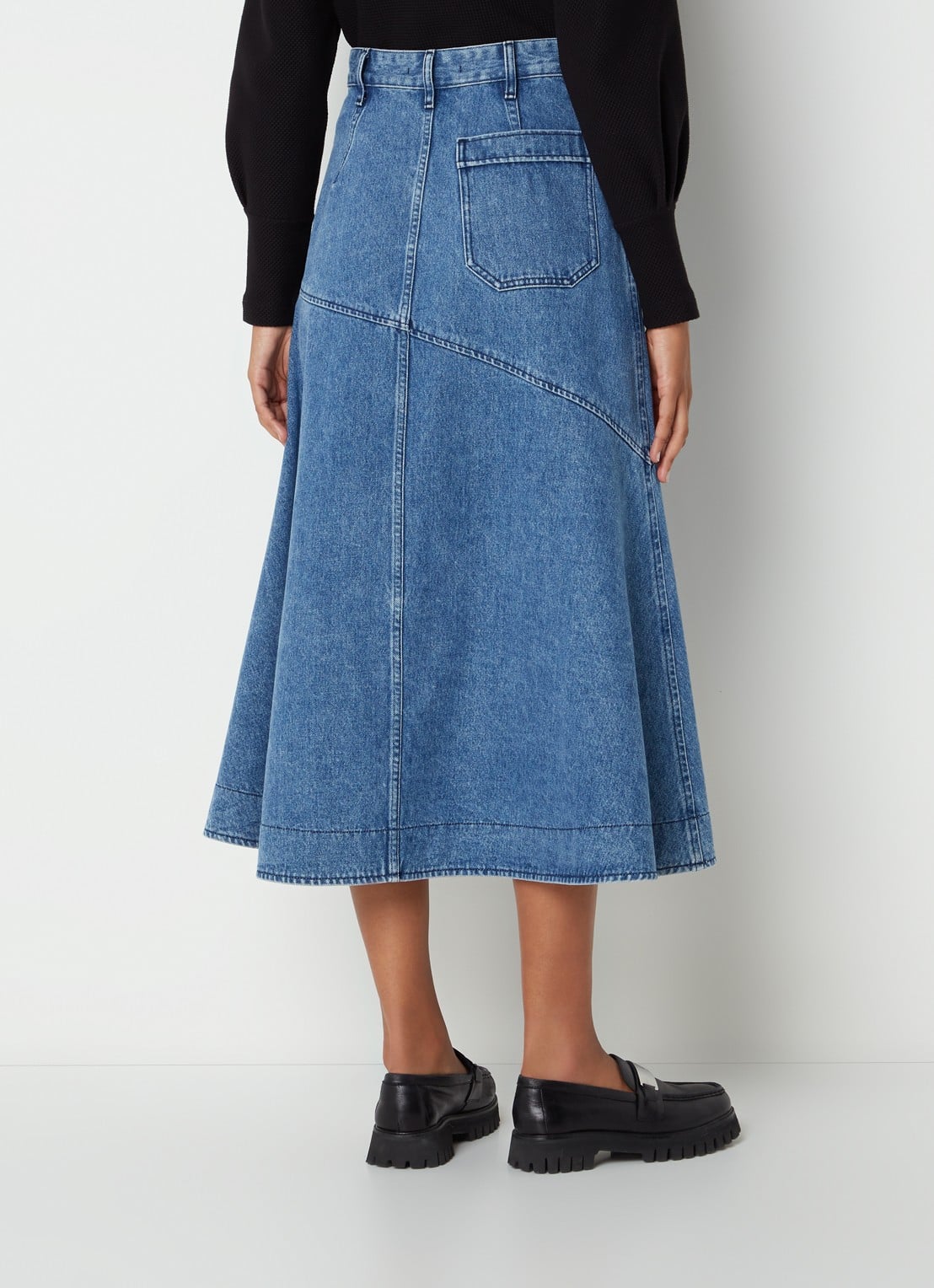 Vanilia Maxi rok van denim - achterkant 2 indigo