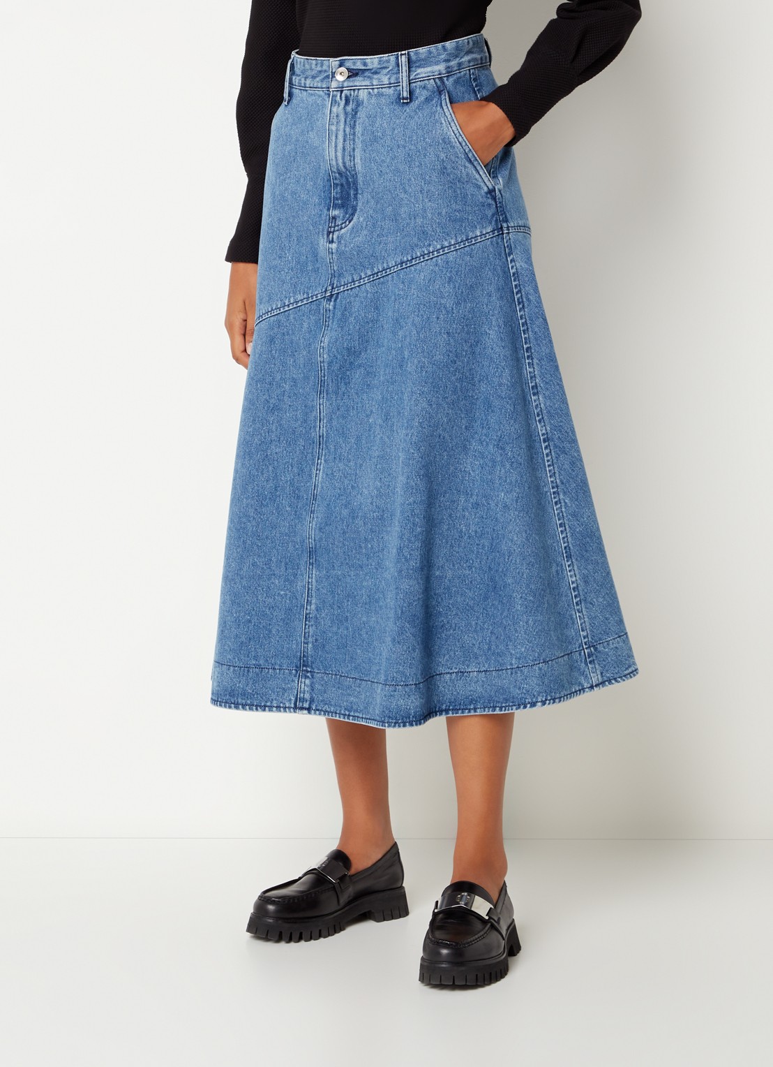 Vanilia Maxi rok van denim - detail indigo
