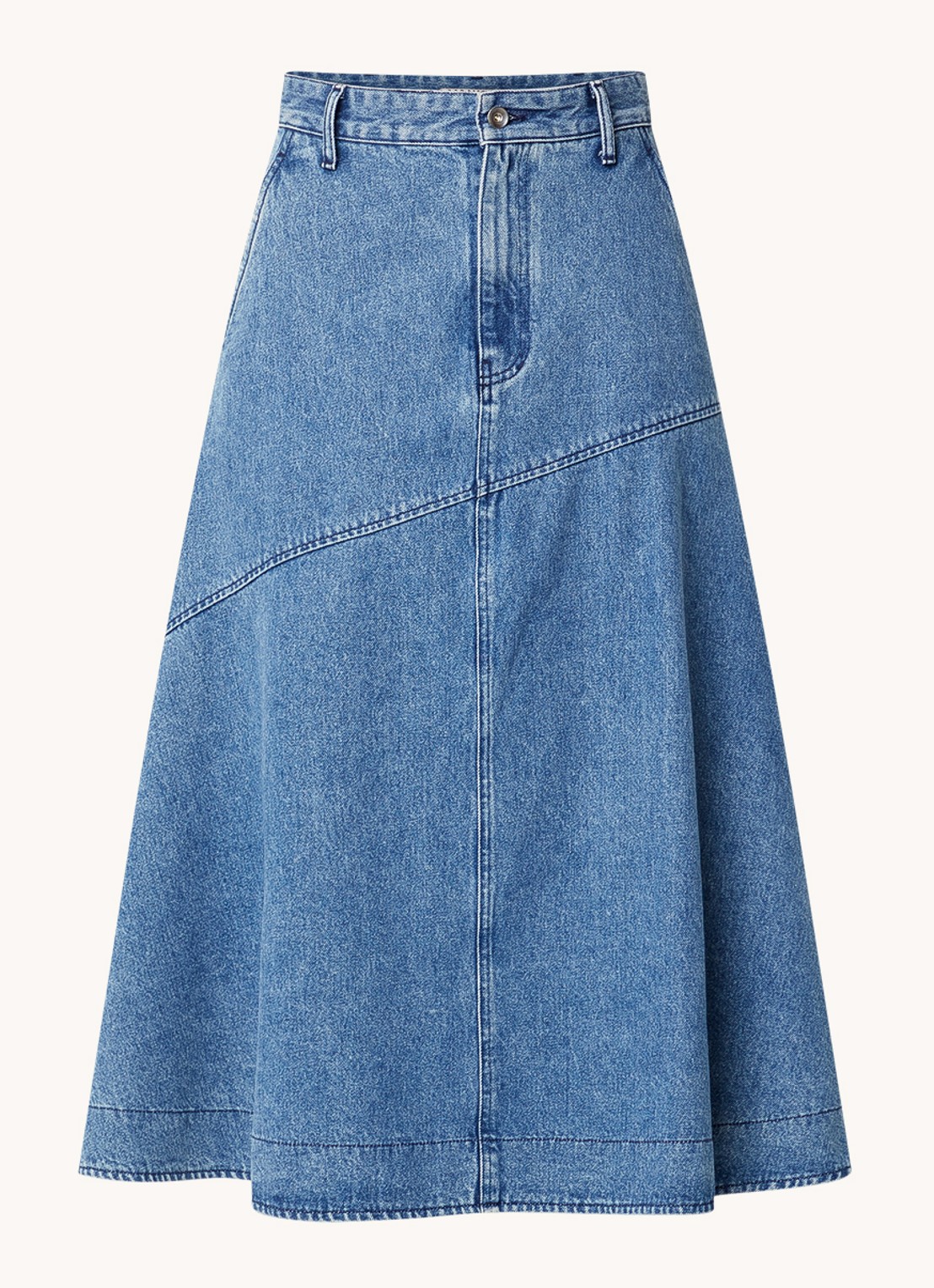 Vanilia Maxi rok van denim - voorkant 3 indigo
