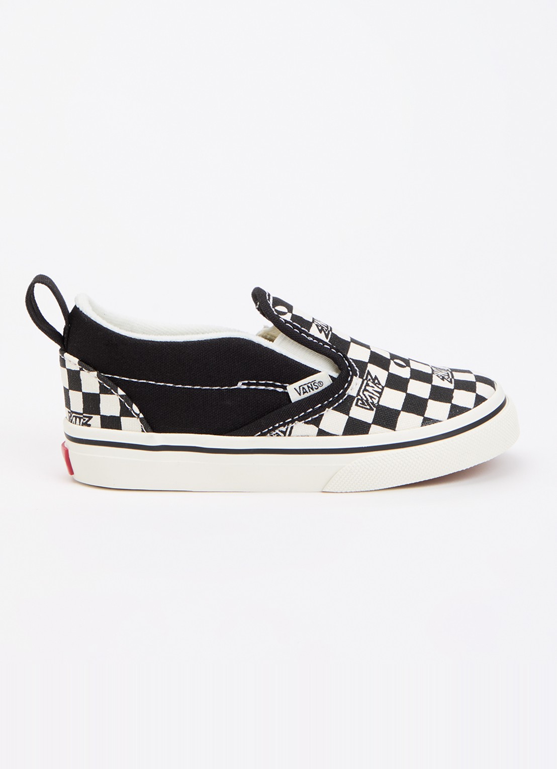 VANS Checkerboard slip-on met klittenband  - voorkant 2 zwart