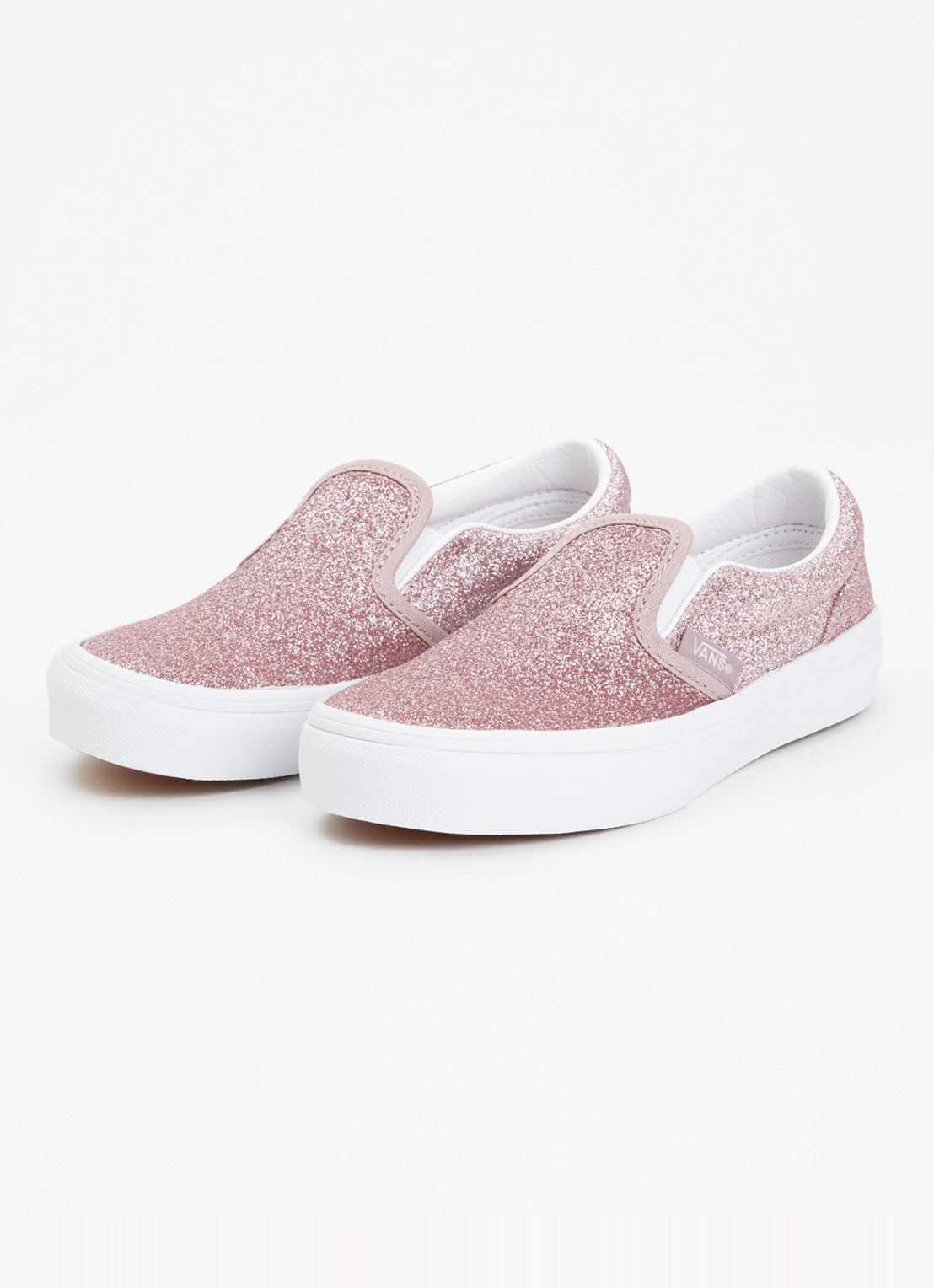 VANS Classic slip-on met glitter - voorkant 2 roze