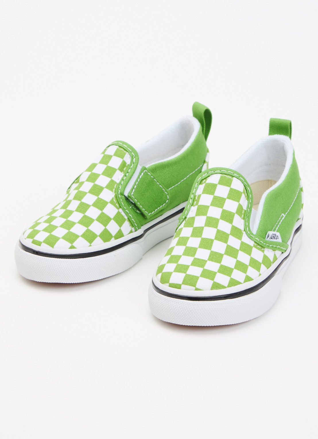 VANS Classic Slip-On V slip-on van canvas met ruitdessin - voorkant 3 lime