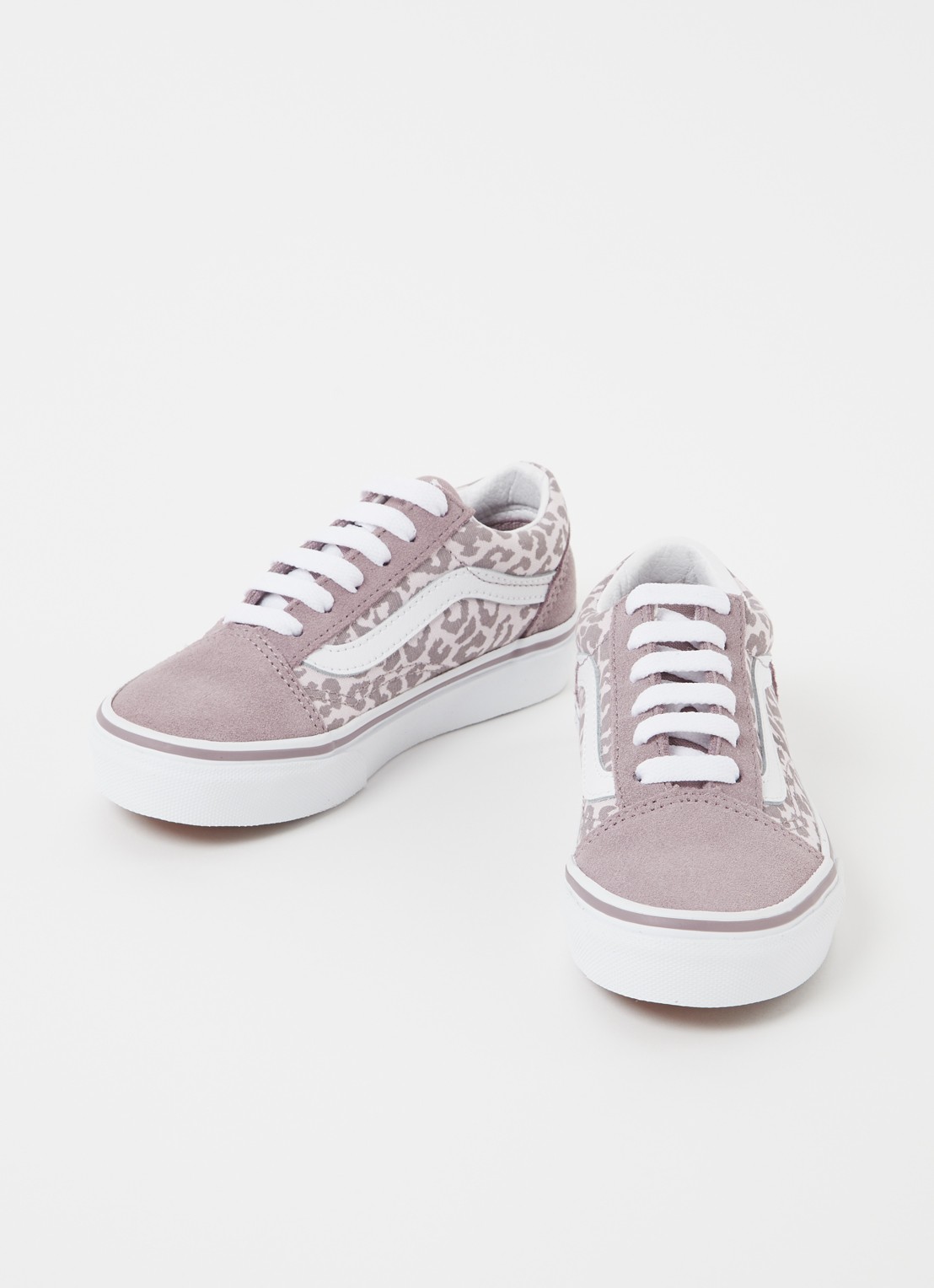 VANS Leopard Old skool sneaker met suède details - voorkant 2 lichtpaars