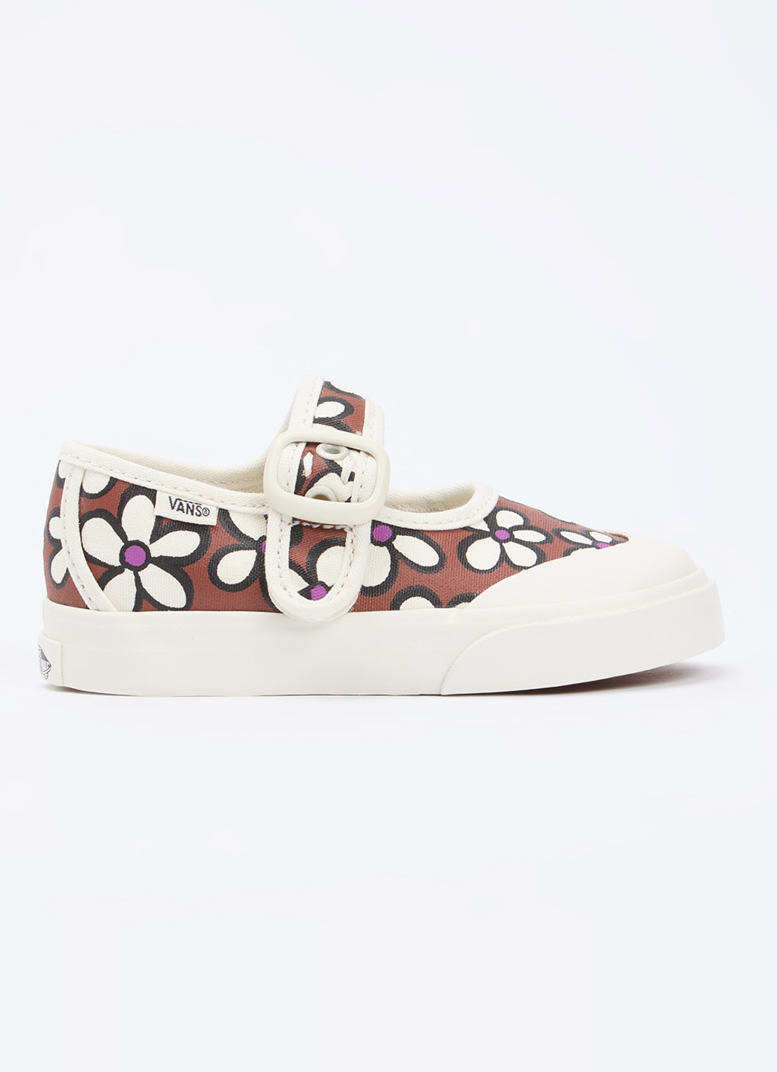 VANS Mary Jane ballerina van canvas met bloemenprint - voorkant 2 bruin