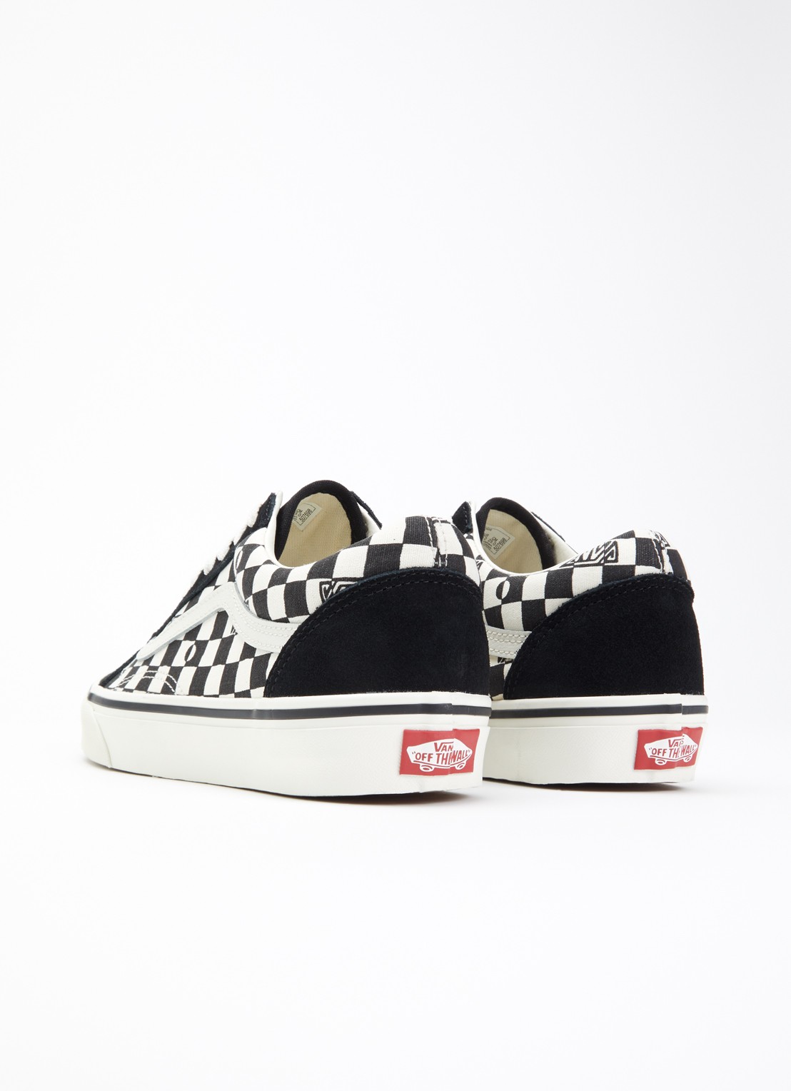 VANS Old Skool geo check sneakers met suéde details  - achterkant zwart