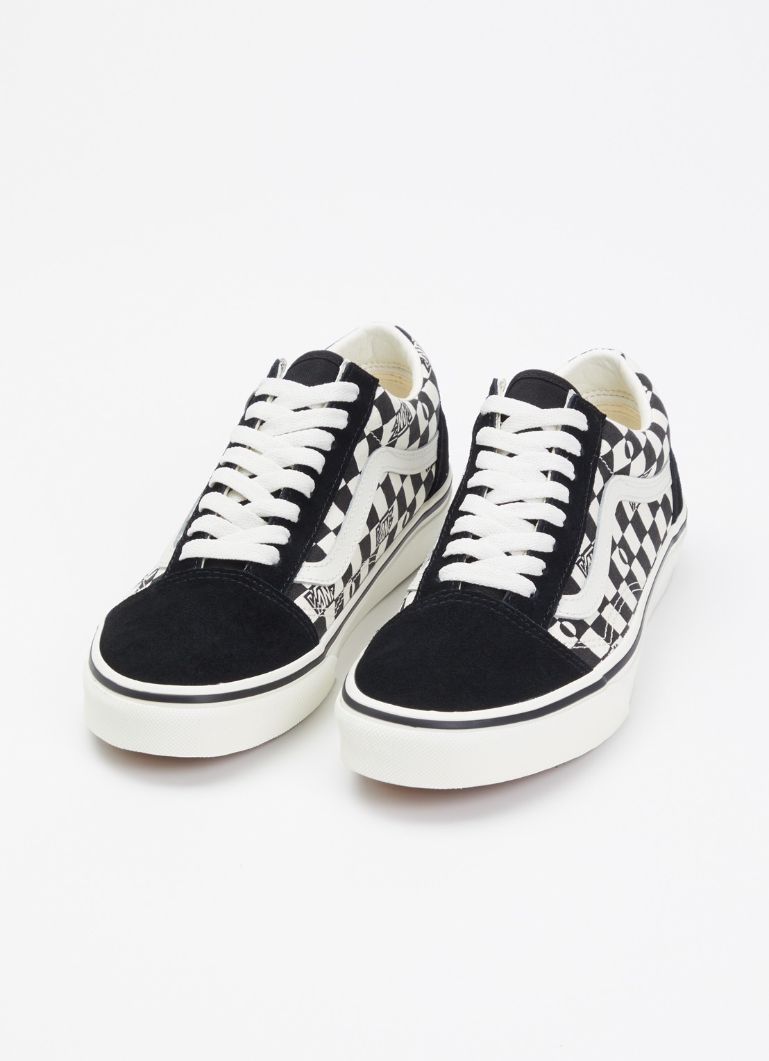 VANS Old Skool geo check sneakers met suéde details  - detail 2 zwart