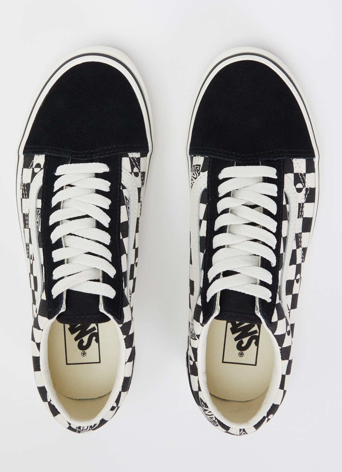 VANS Old Skool geo check sneakers met suéde details  - detail 3 zwart
