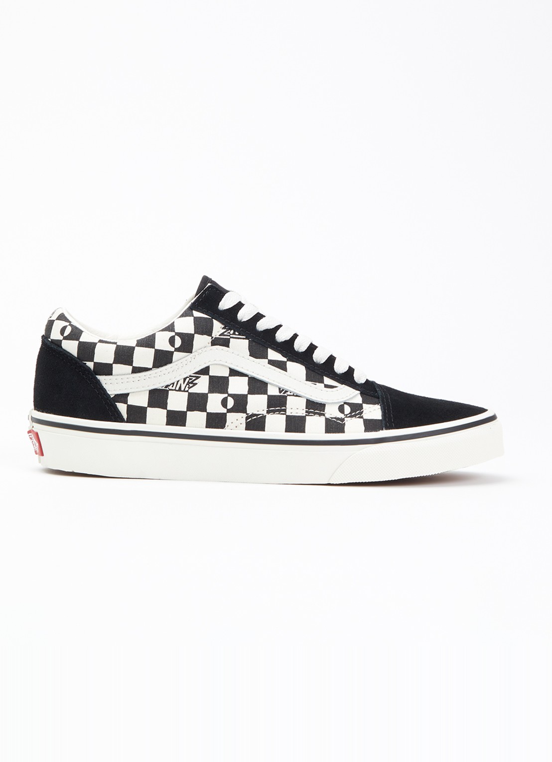 VANS Old Skool geo check sneakers met suéde details  - voorkant 5 zwart
