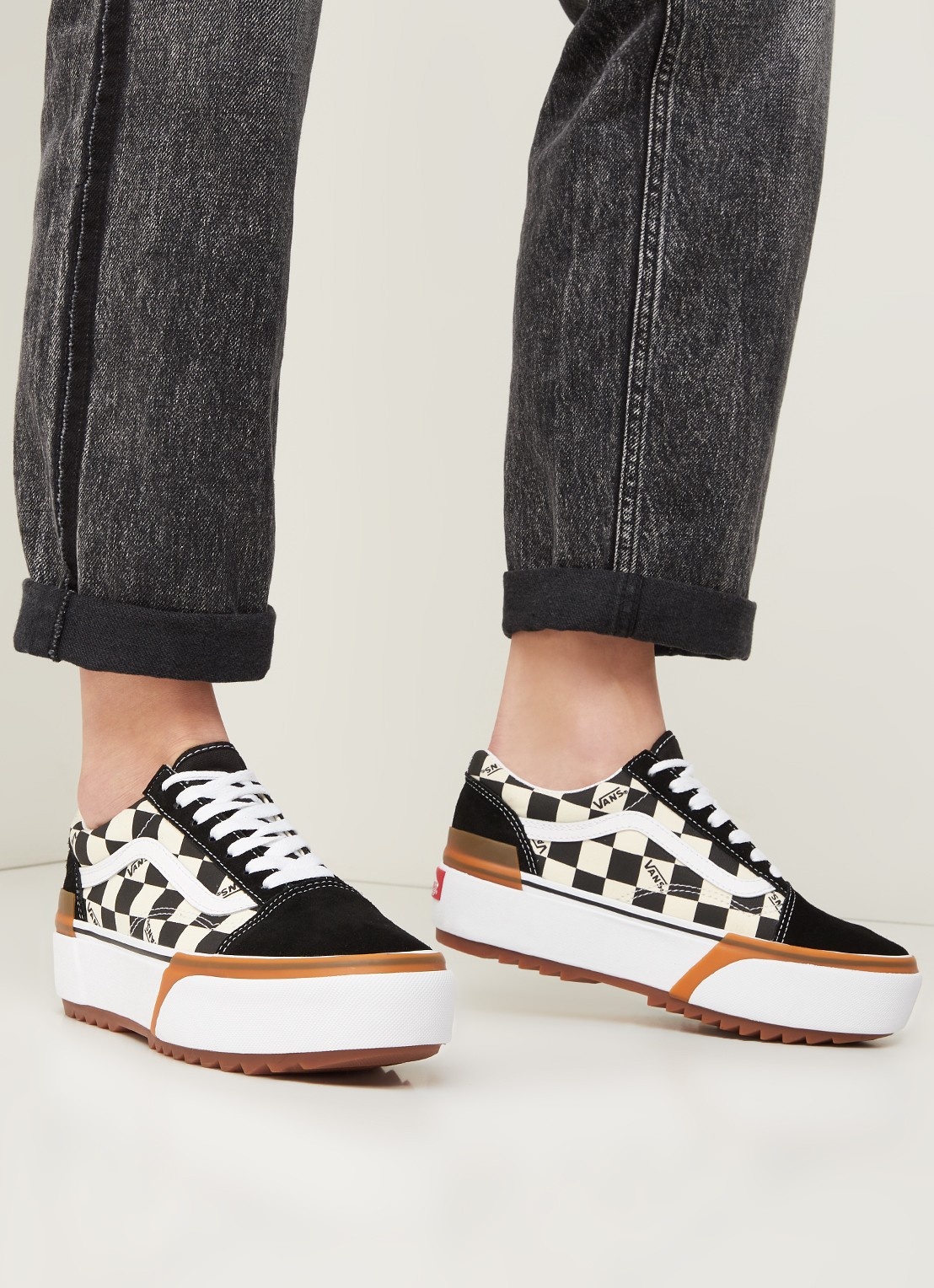 VANS Old skool platform sneaker - voorkant 5 zwart