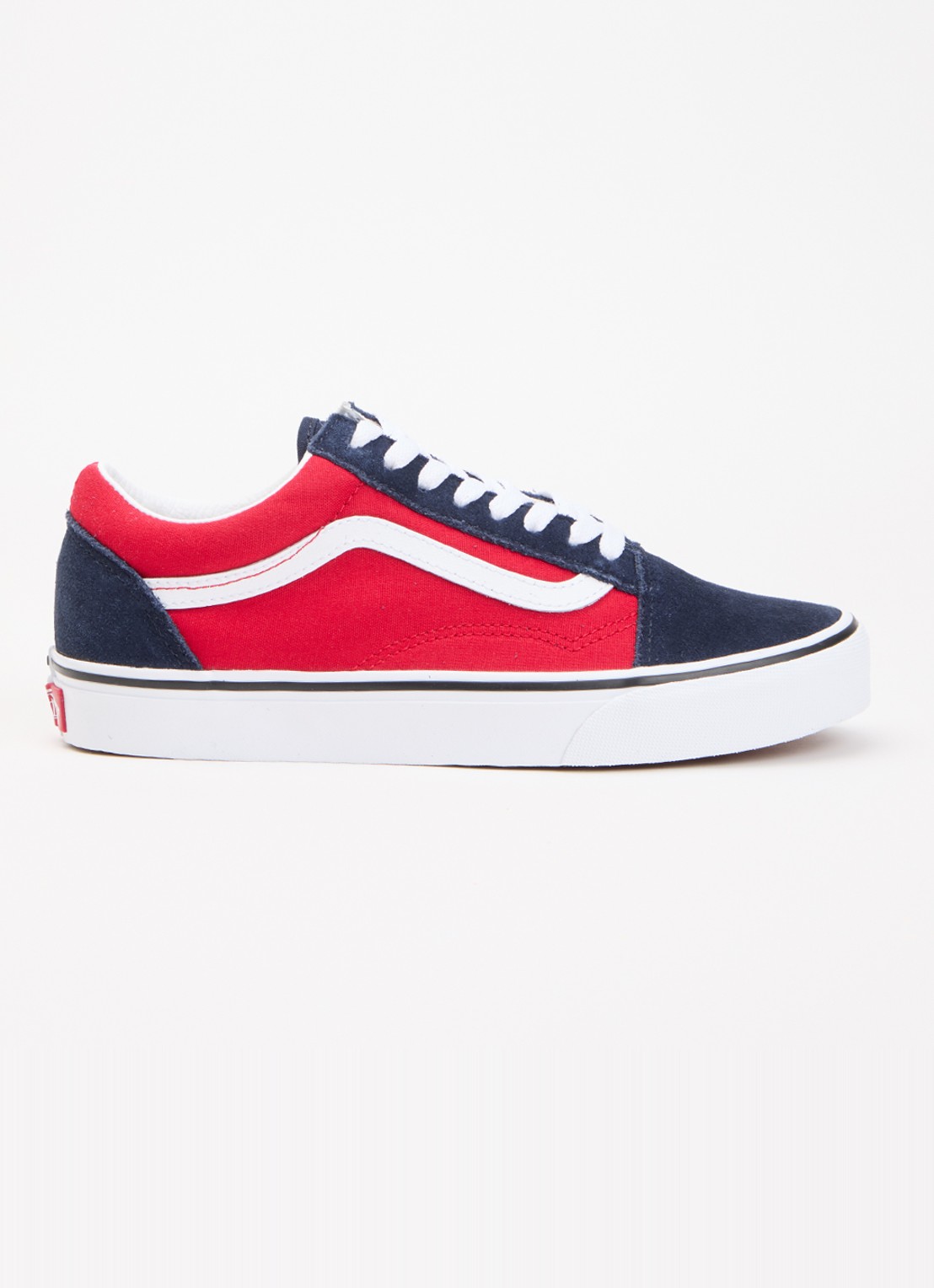 VANS Old Skool sneaker met details van leer - voorkant 3 rood