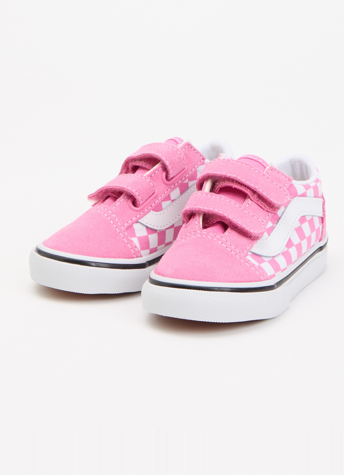 VANS Old Skool sneaker van suède met ruitdessin - voorkant 3 roze
