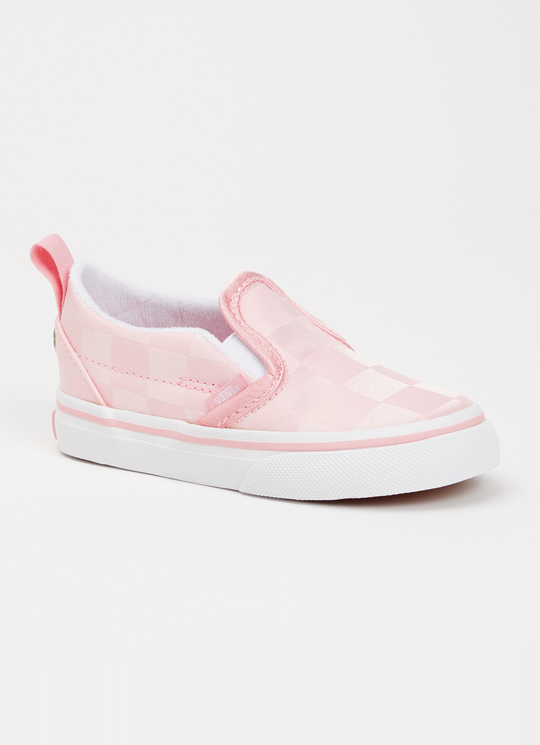 VANS Slip-on van satijn met ruitdessin - voorkant 2 lichtroze