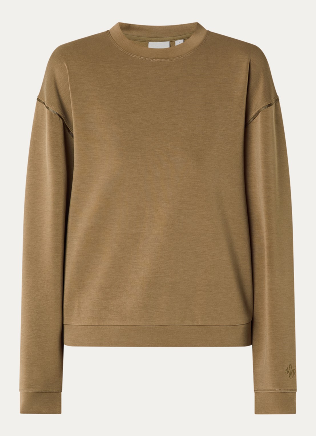 Varley Coralie sweater met ronde hals - voorkant mosgroen