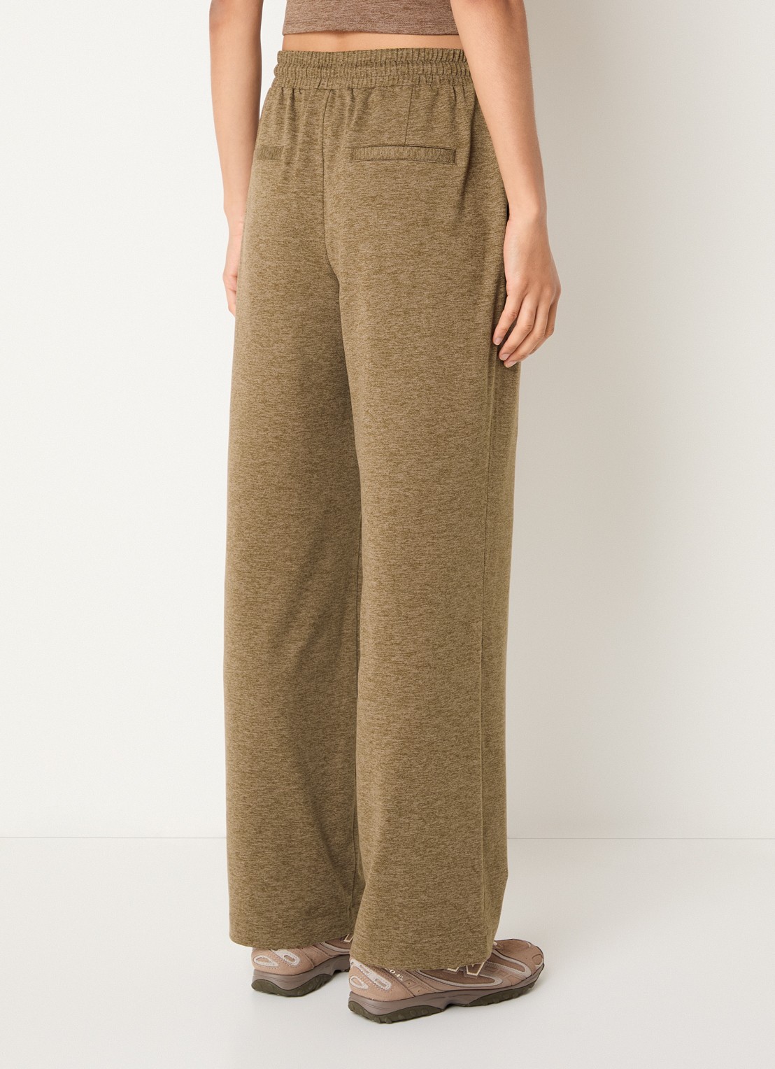 Varley Easy high waist straight fit joggingbroek met gemêleerd dessin - achterkant 4 mosgroen