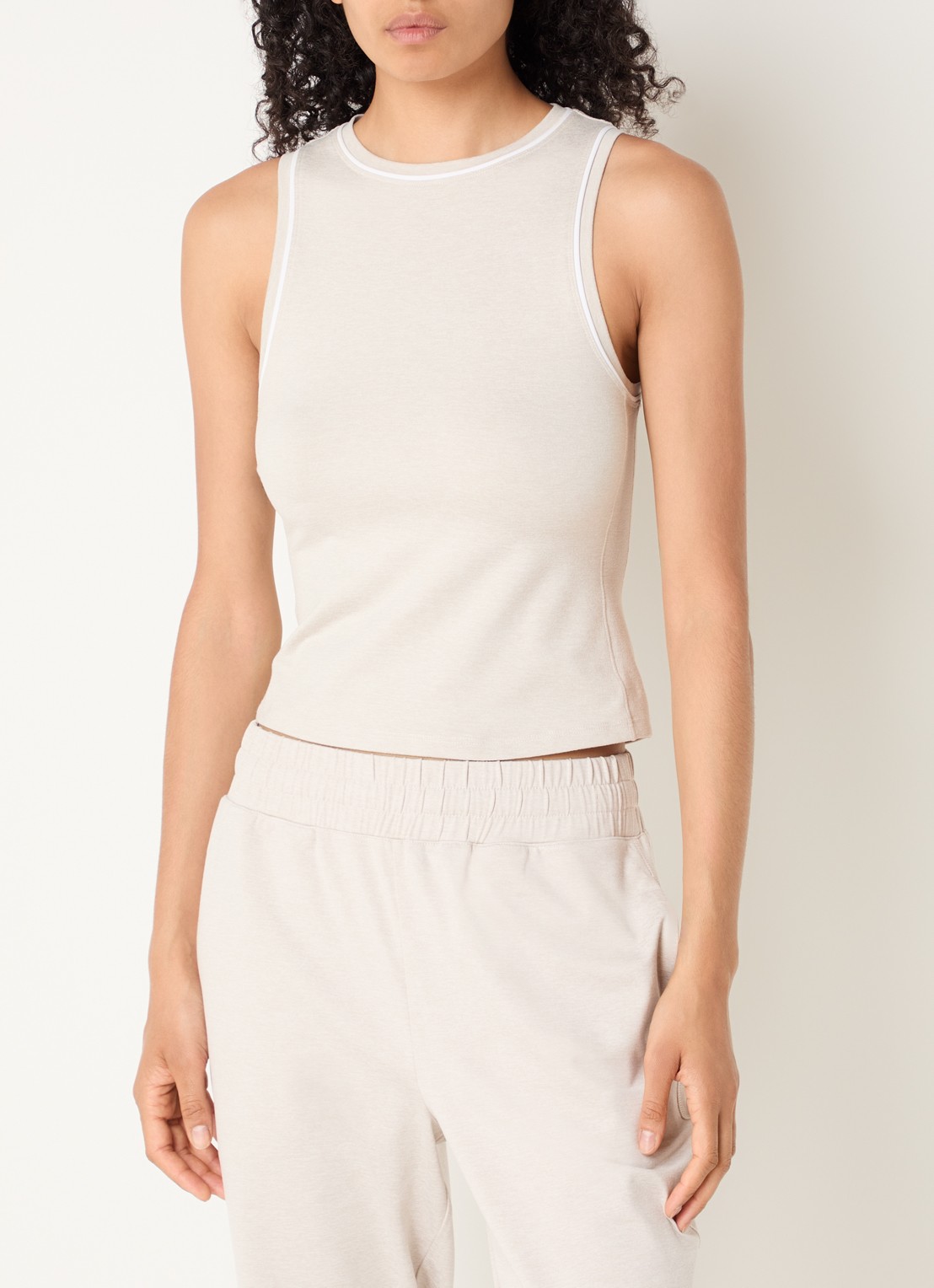 Varley Lettie tanktop met gemêleerd dessin - detail beige