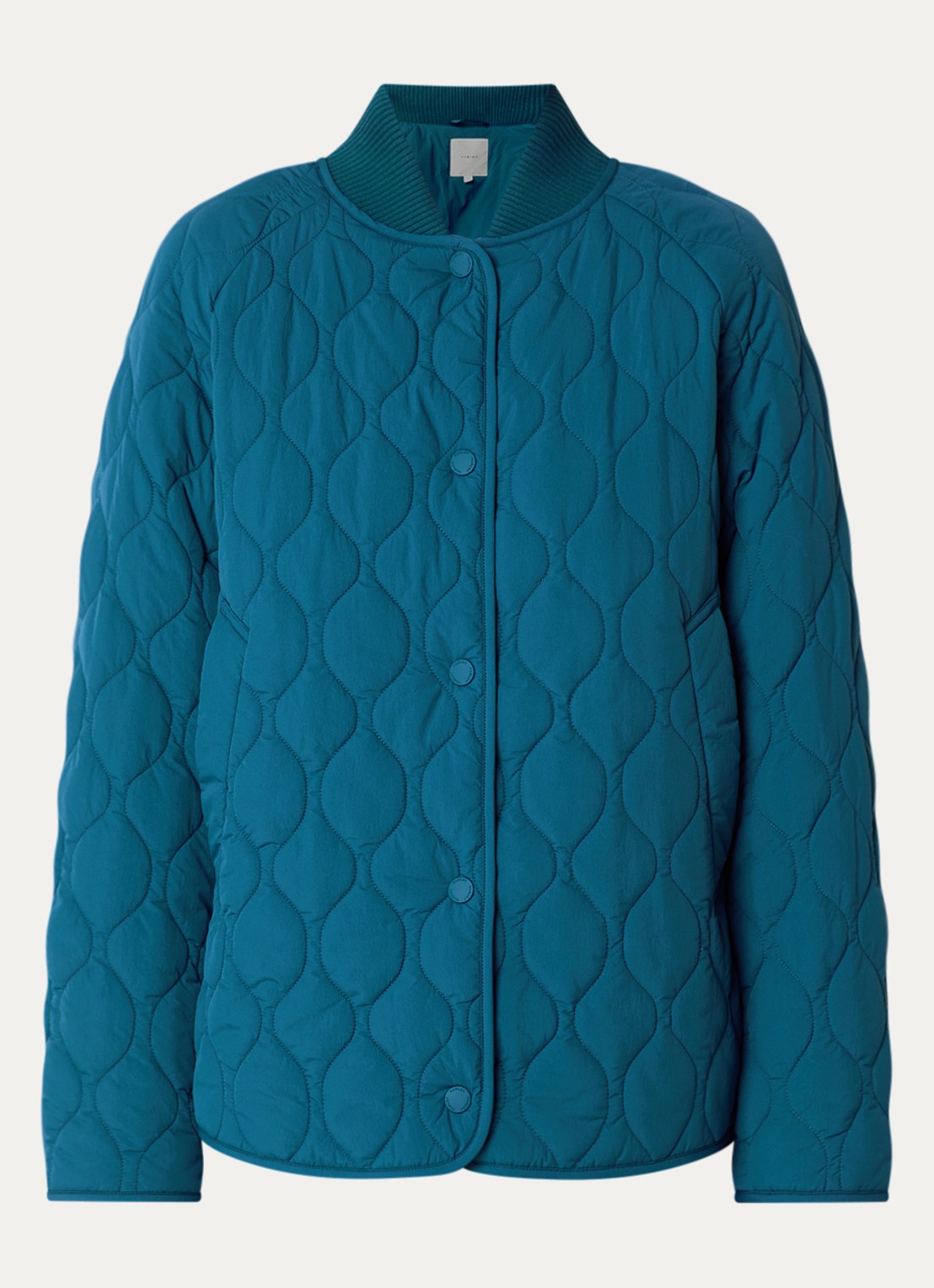 Varley Luca gewatteerd jack met quilt patroon - voorkant 2 aquablauw