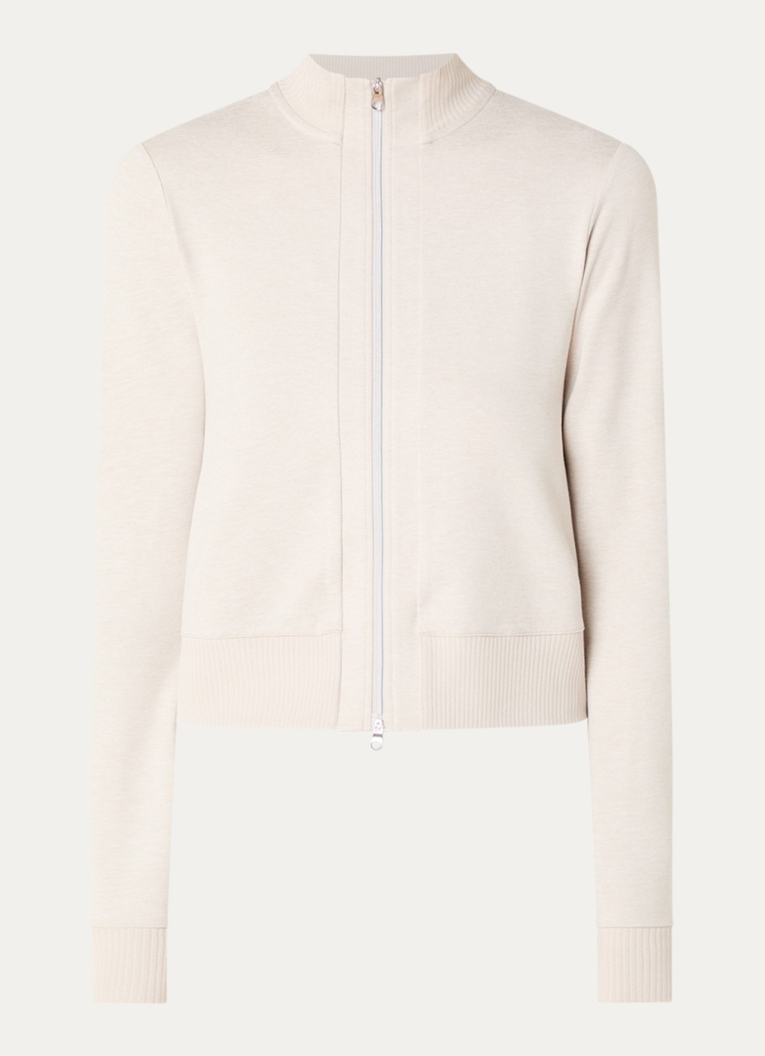 Varley Rufus cropped trainingsvest met gemêleerd dessin - voorkant 3 beige