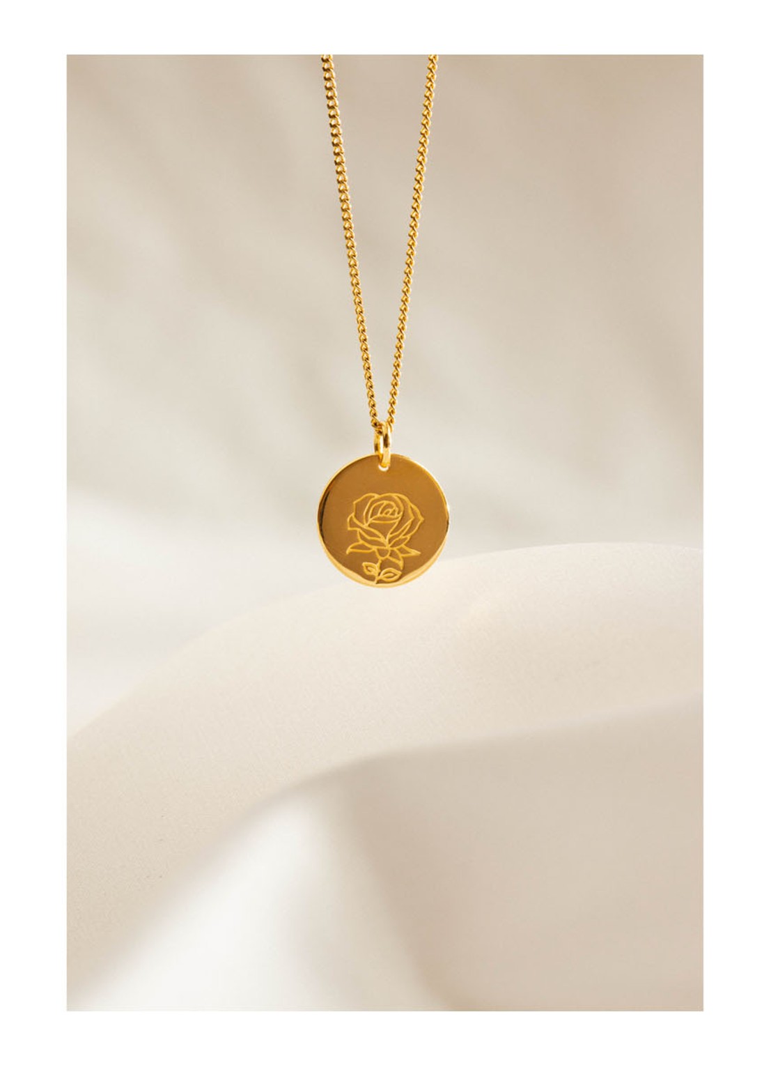 Vedder & Vedder Birthflower Roos ketting Juni verguld - voorkant goud