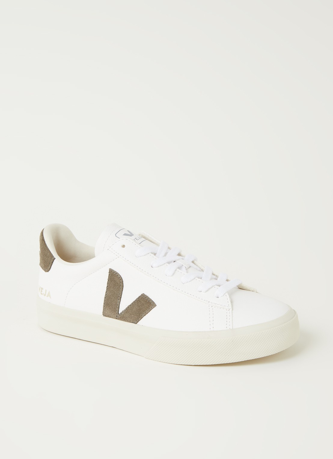 Veja Campo sneaker van leer met suède details - voorkant 4 bronsgroen