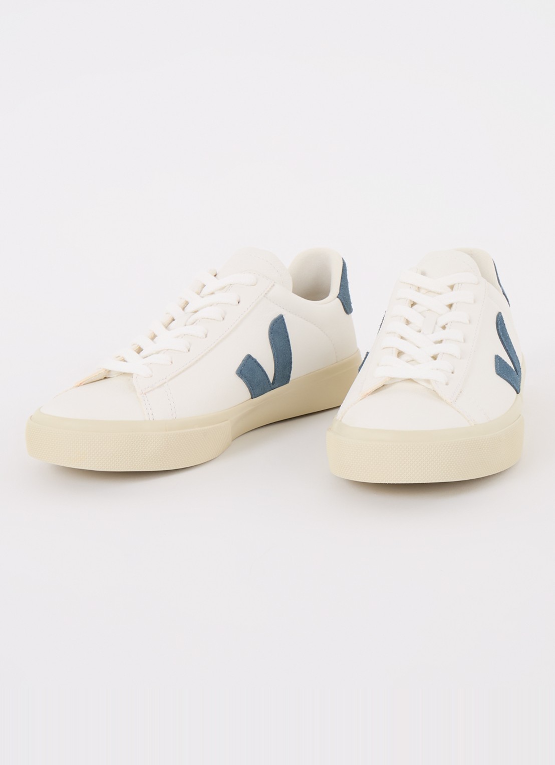 Veja Campo sneaker van leer met suède details - detail 5 staalblauw