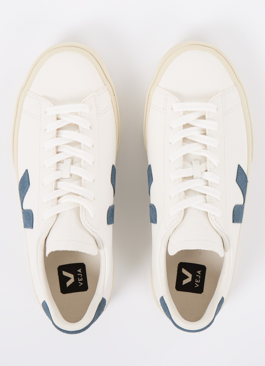 Veja Campo sneaker van leer met suède details - detail 6 staalblauw