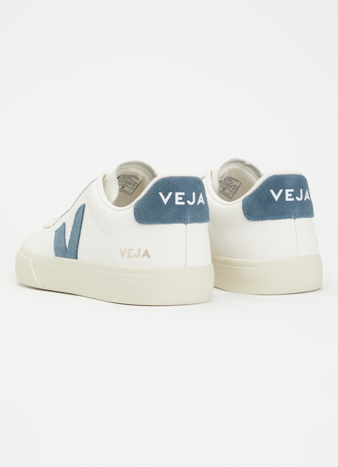 Veja Campo sneaker van leer met suède details - achterkant staalblauw