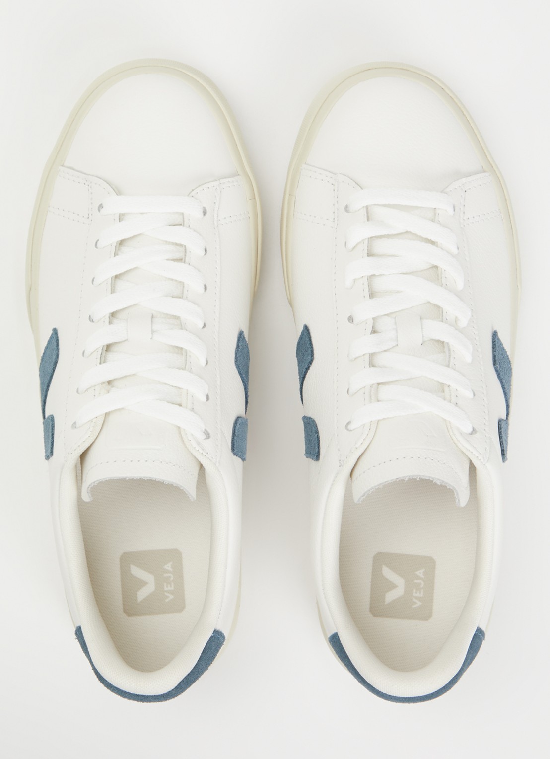 Veja Campo sneaker van leer met suède details - detail 3 staalblauw