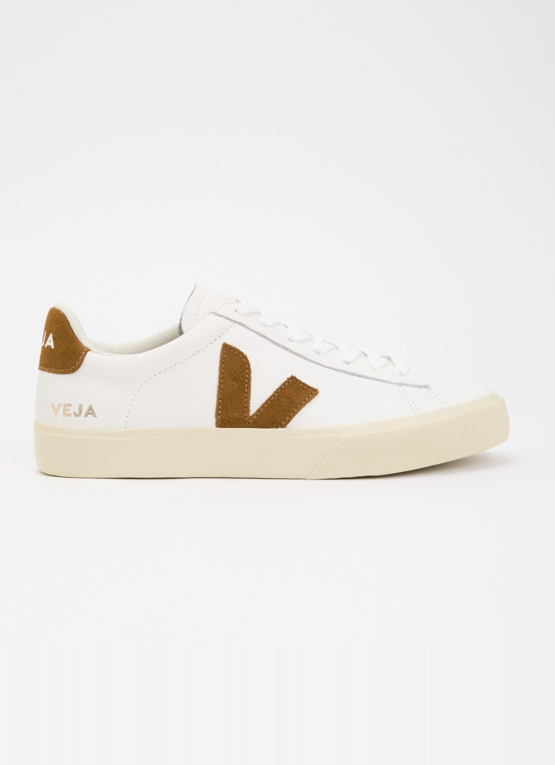 Veja Campo sneaker van leer met suède details - voorkant 2 wit