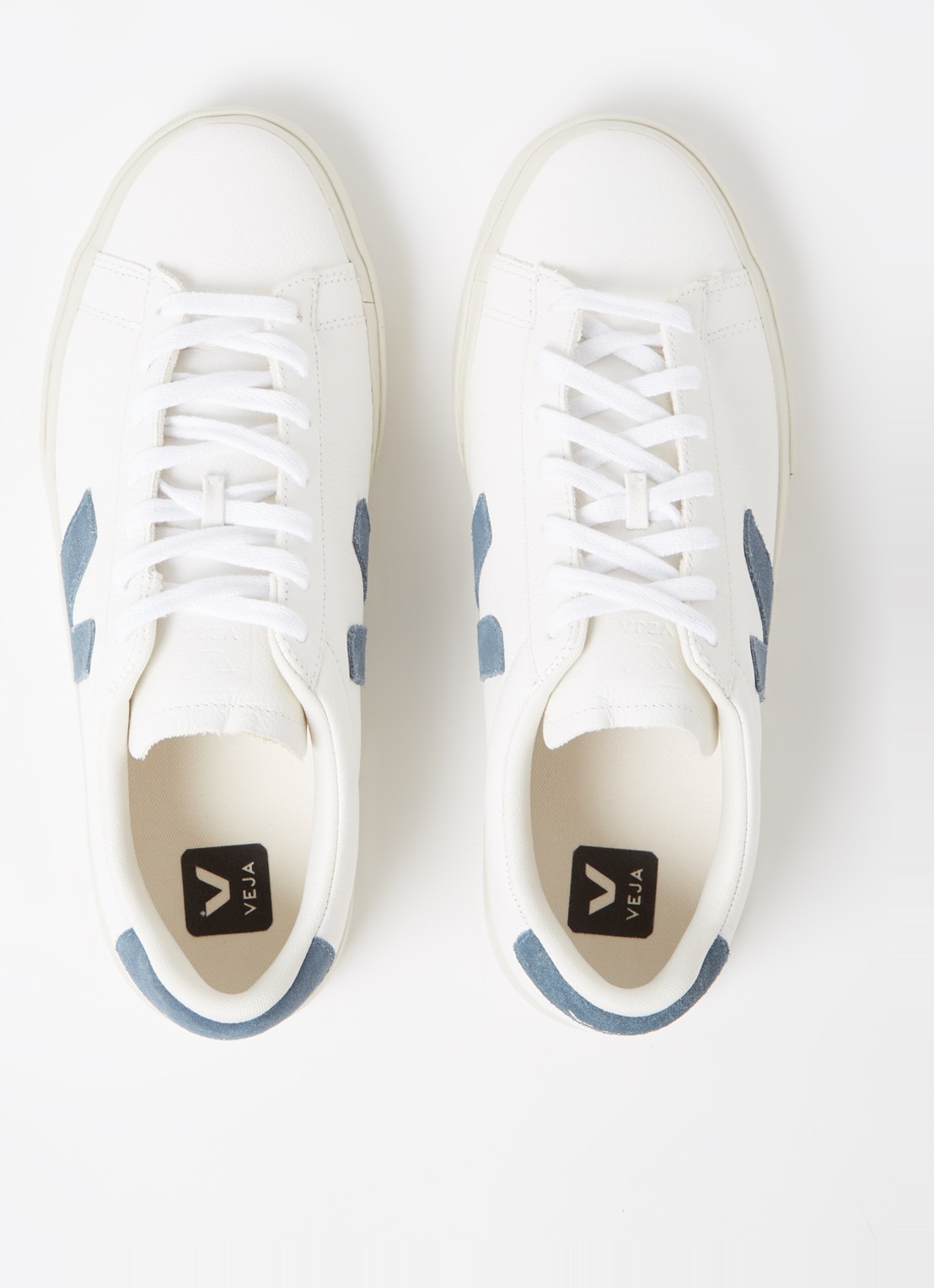 Veja Campo sneaker van leer met suède details  - detail 5 wit