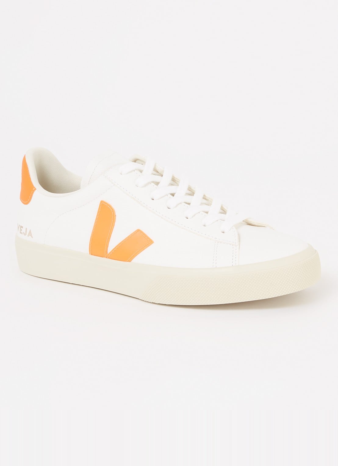 Veja Campo sneaker van leer - voorkant oranje