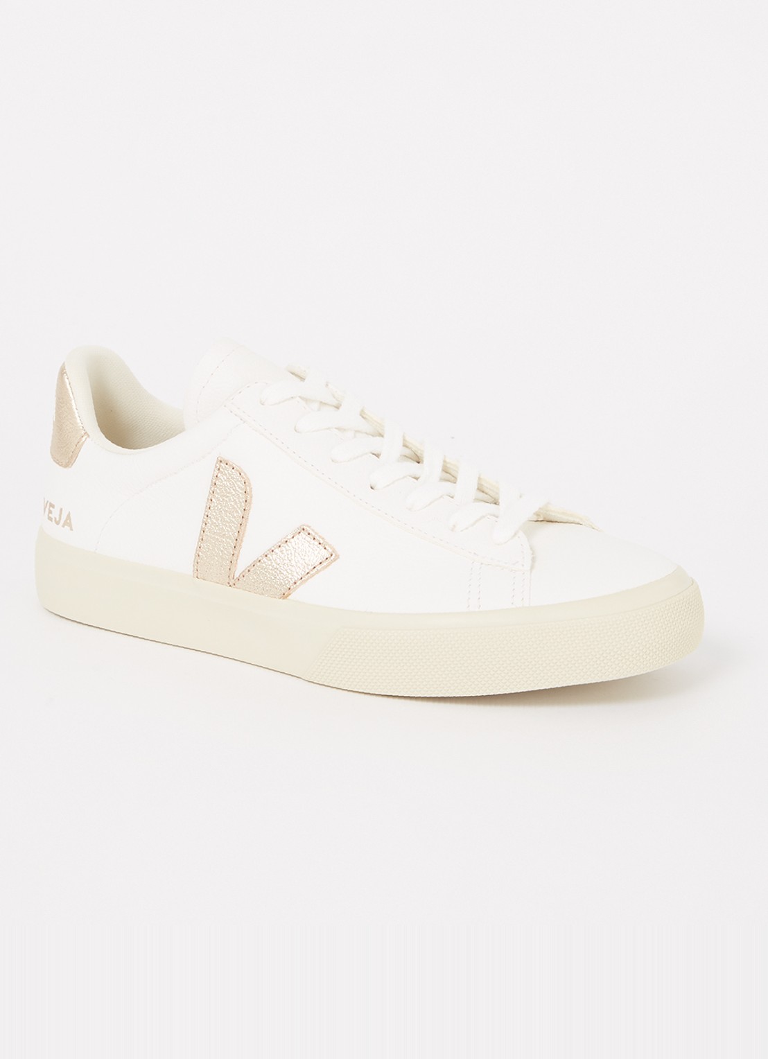 Veja Campo sneaker van leer - voorkant goud