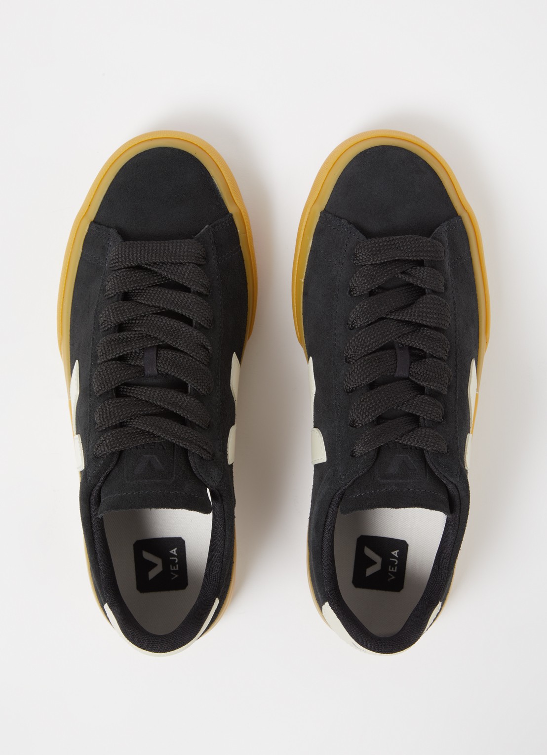 Veja Campo sneaker van suède met leren details - detail 2 zwart