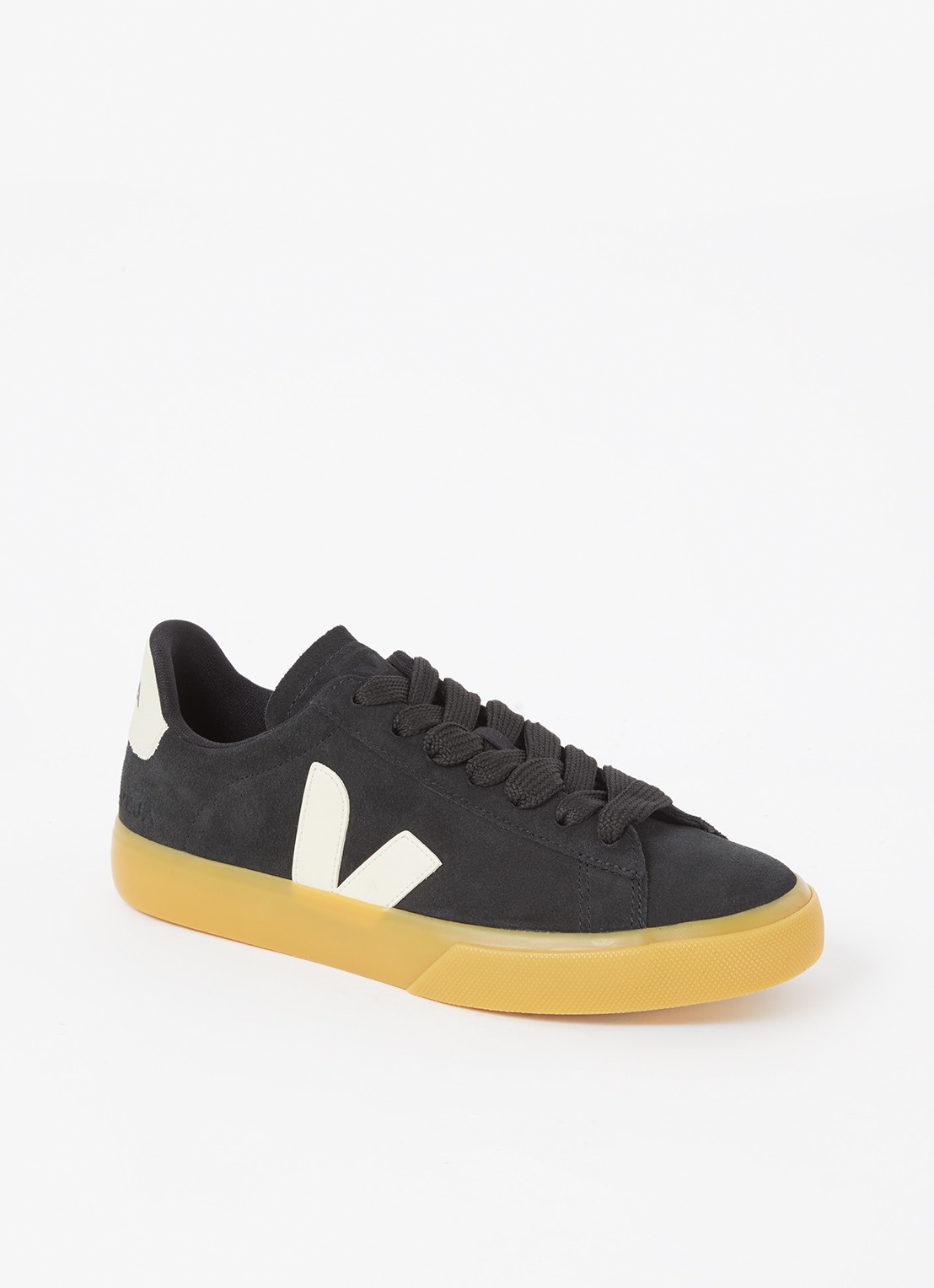 Veja Campo sneaker van suède met leren details - voorkant 4 zwart
